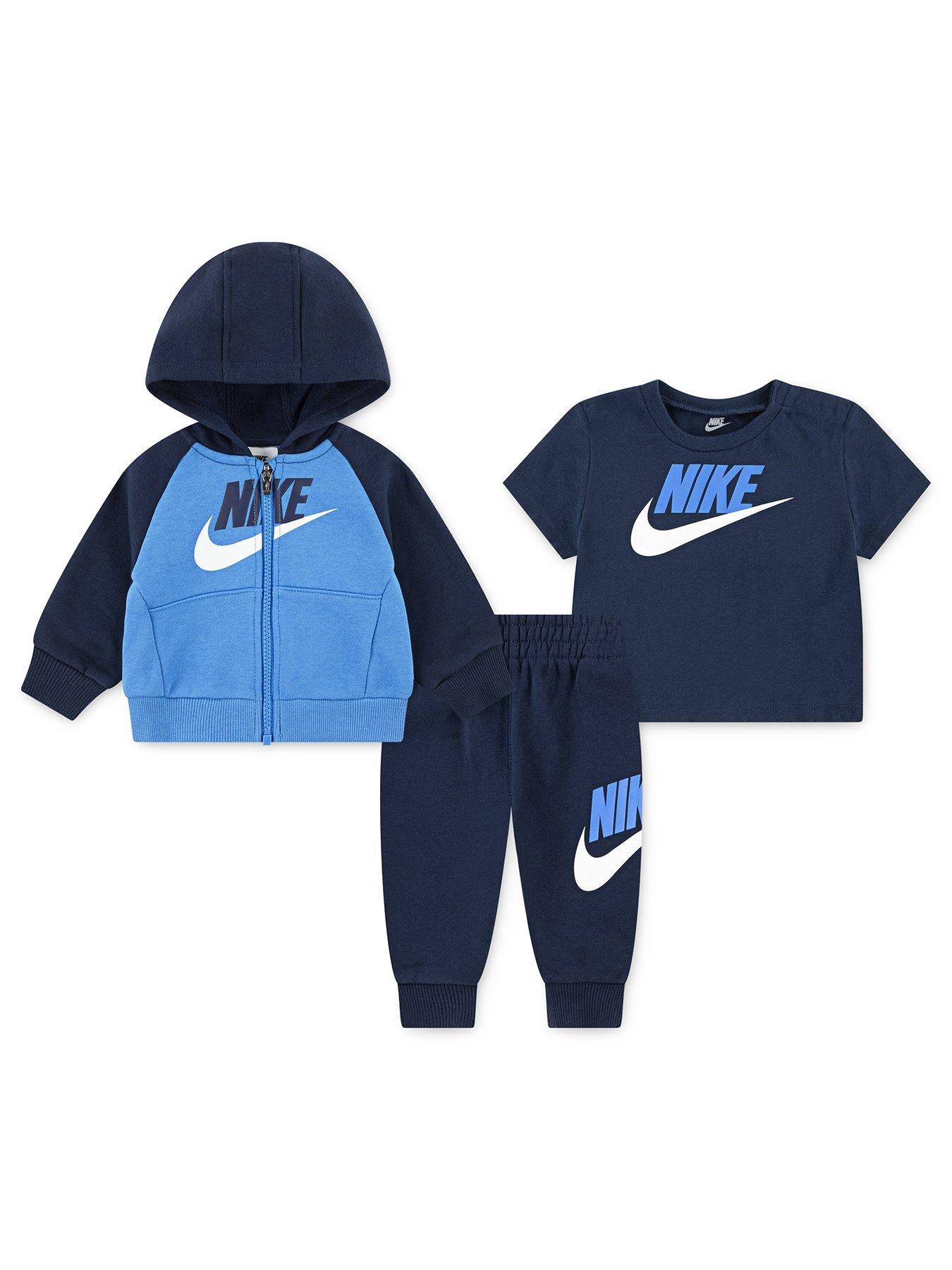 Nike Infant Unisex Color Blocked Jogger, Hoodie And T-shirt Set  - Navy