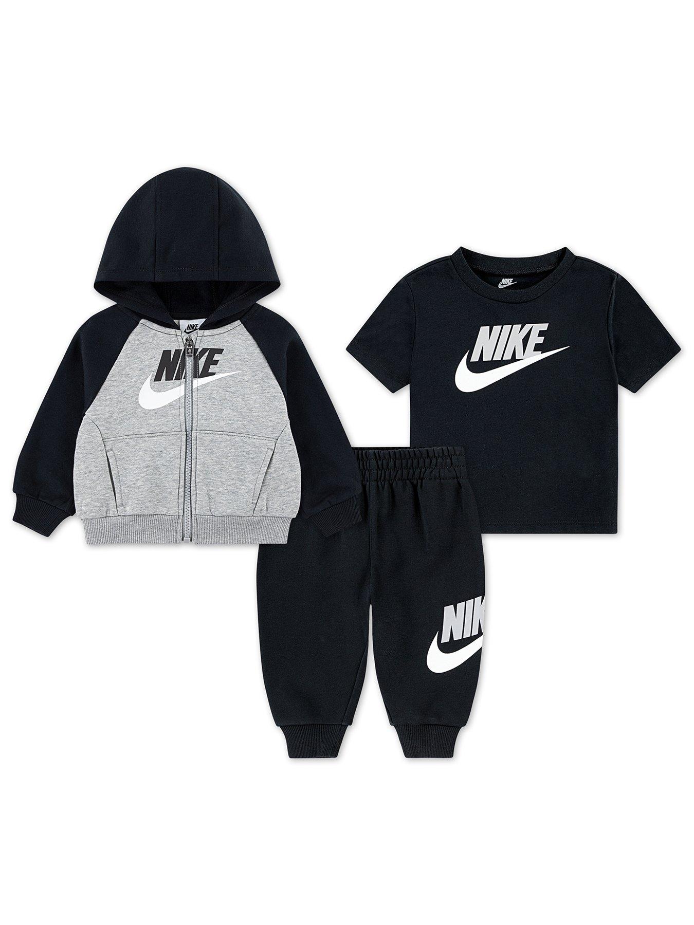 Nike Infant Unisex Color Blocked Jogger, Hoodie And T-shirt Set  - Black