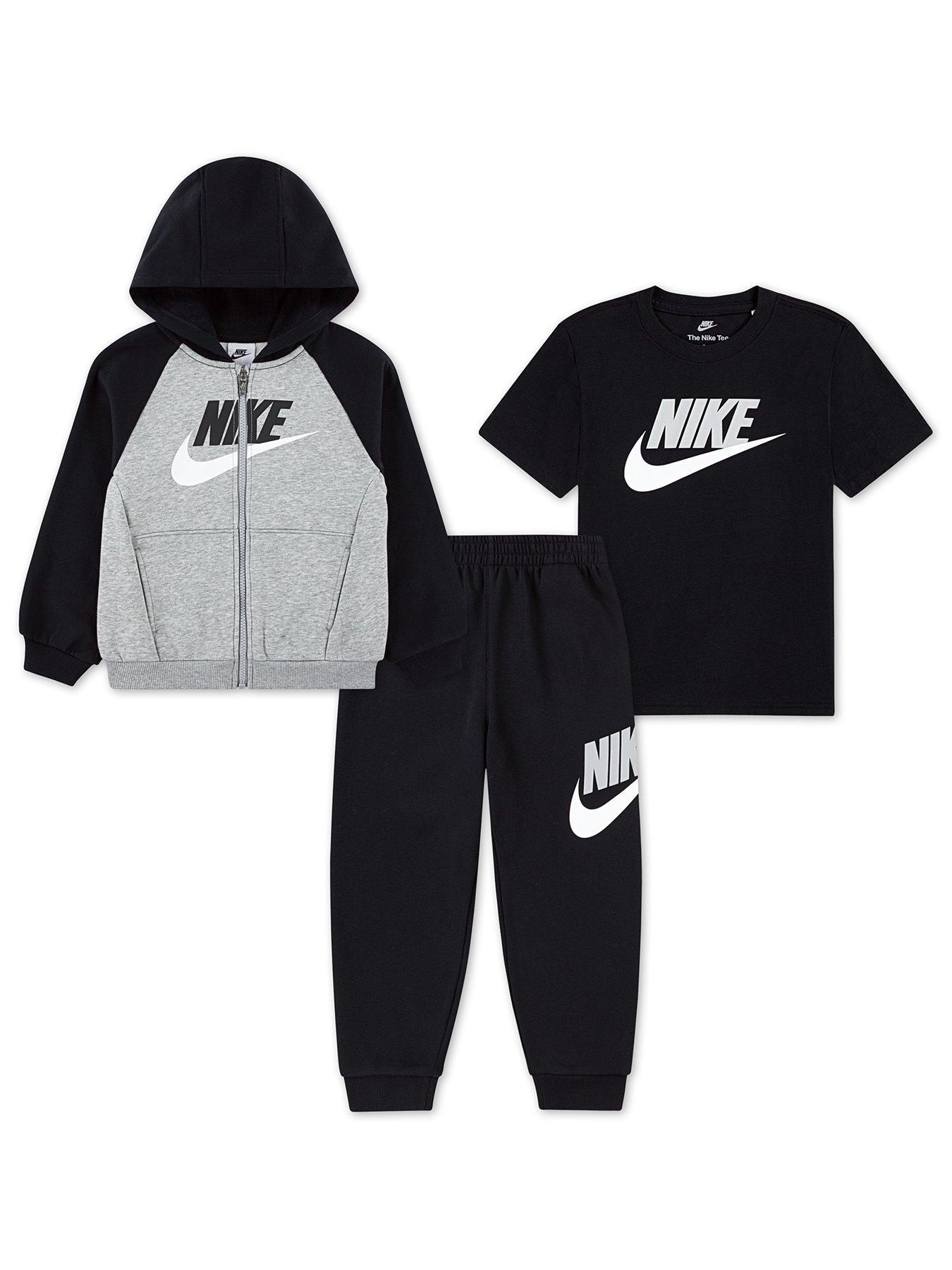 Nike Kids Unisex Color Blocked Jogger, Hoodie And T-shirt Set  - Black