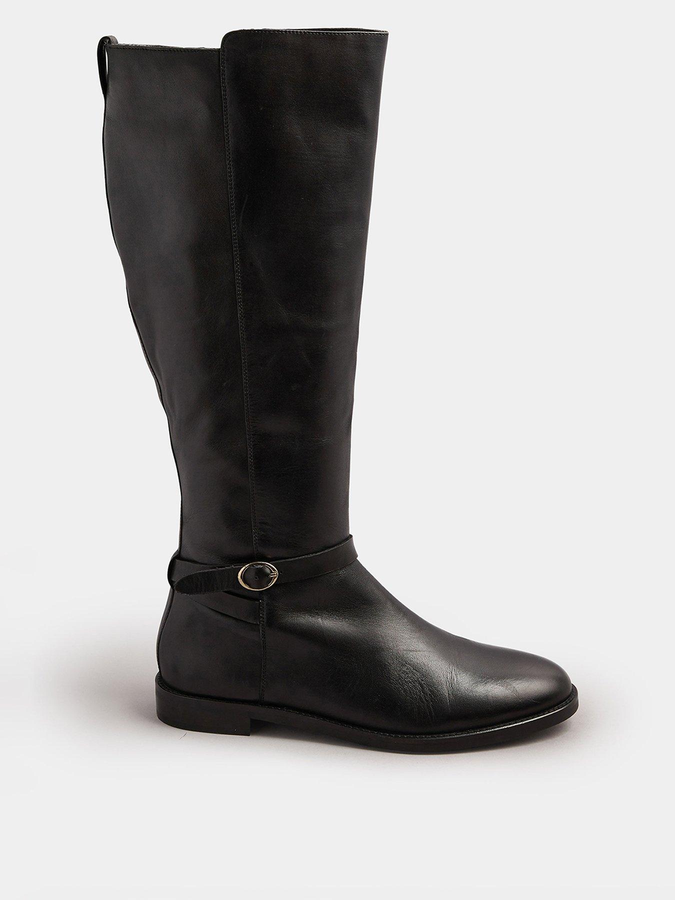 Long Tall Sally Knee Leather Riding Boot - Black