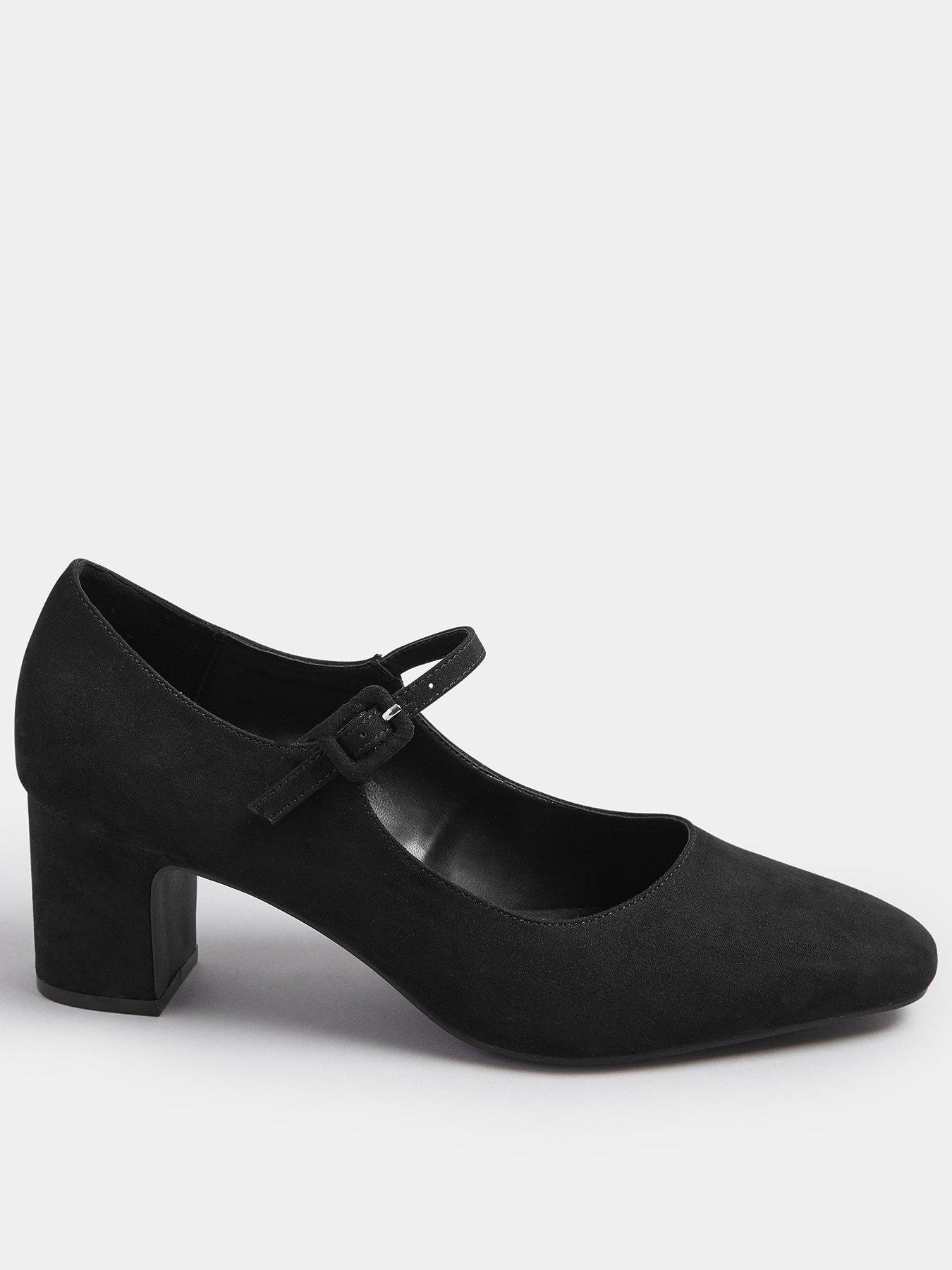 undefined Pointed Toe Block Heel Mary-Jane - Black
