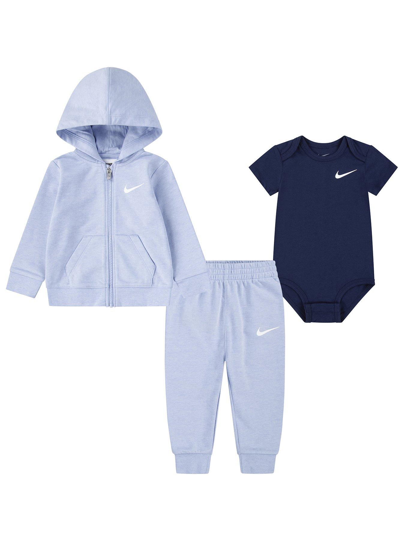 Nike: Infant Unisex 3Pc Bodysuit Pant Set - Blue