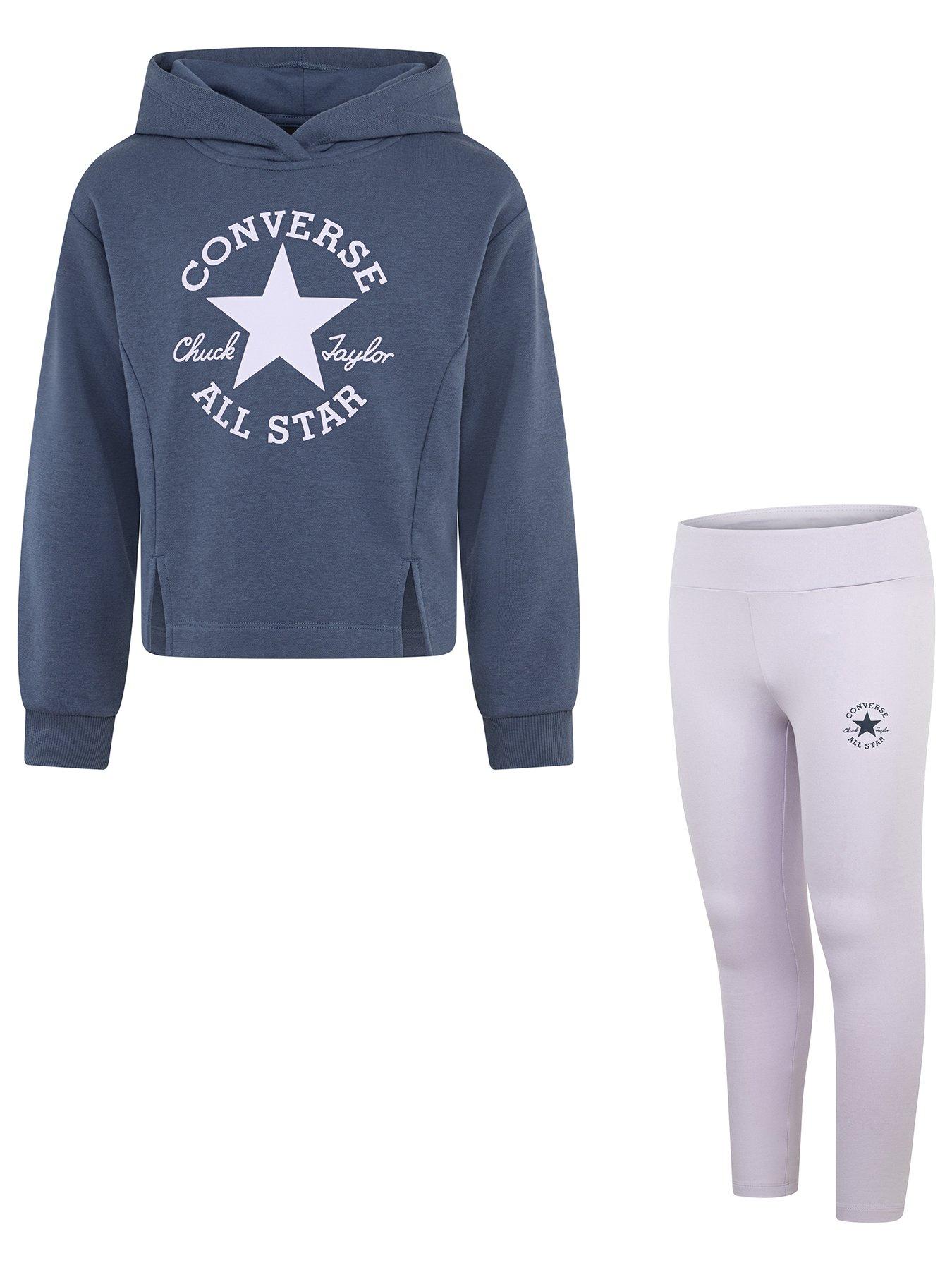Converse Junior Girls Hoodie  &  Legging Set - Purple