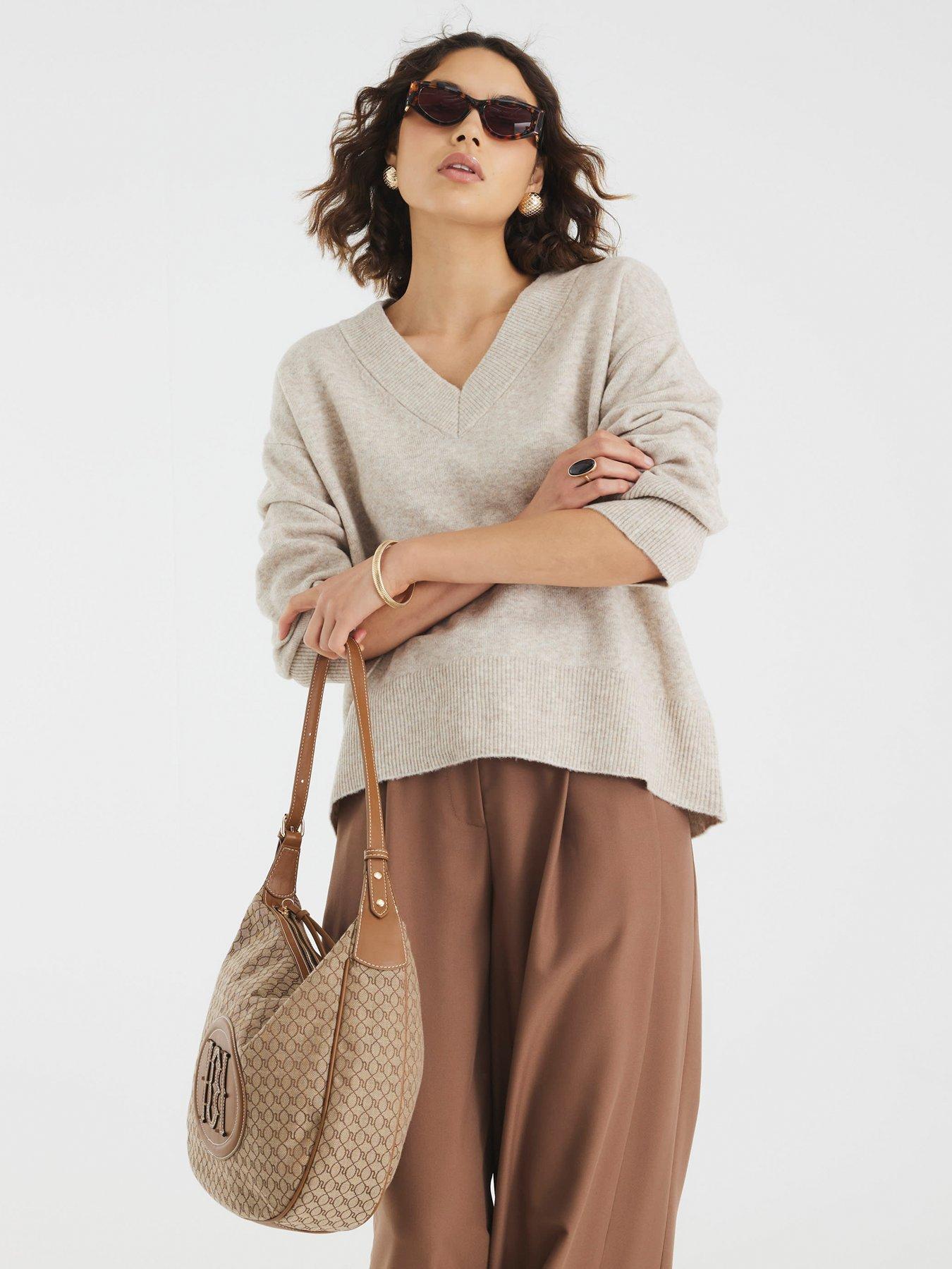 River Island V Neck Jumper - Beige