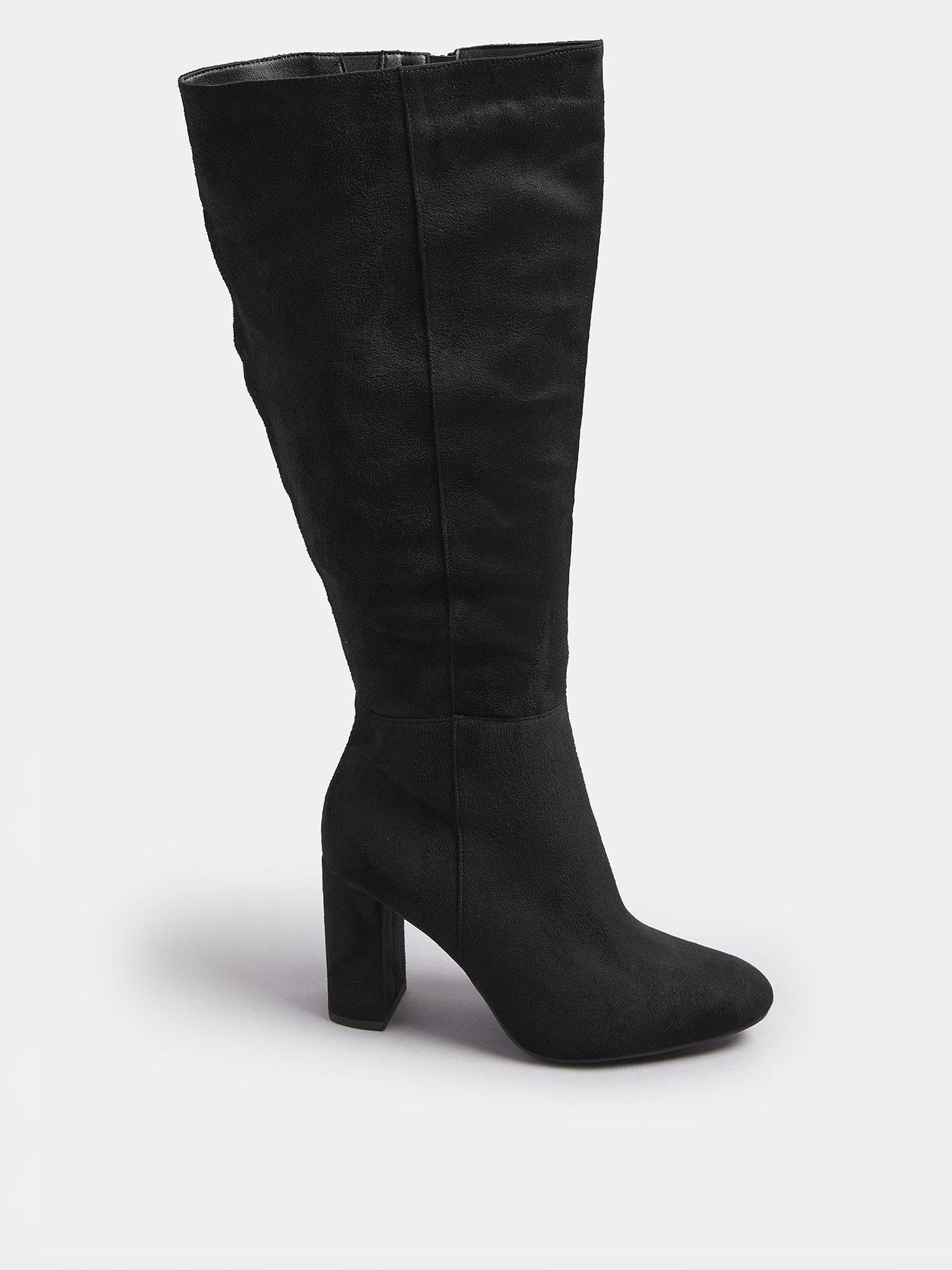 undefined Wide Fit Heeled Knee High Boot - Black