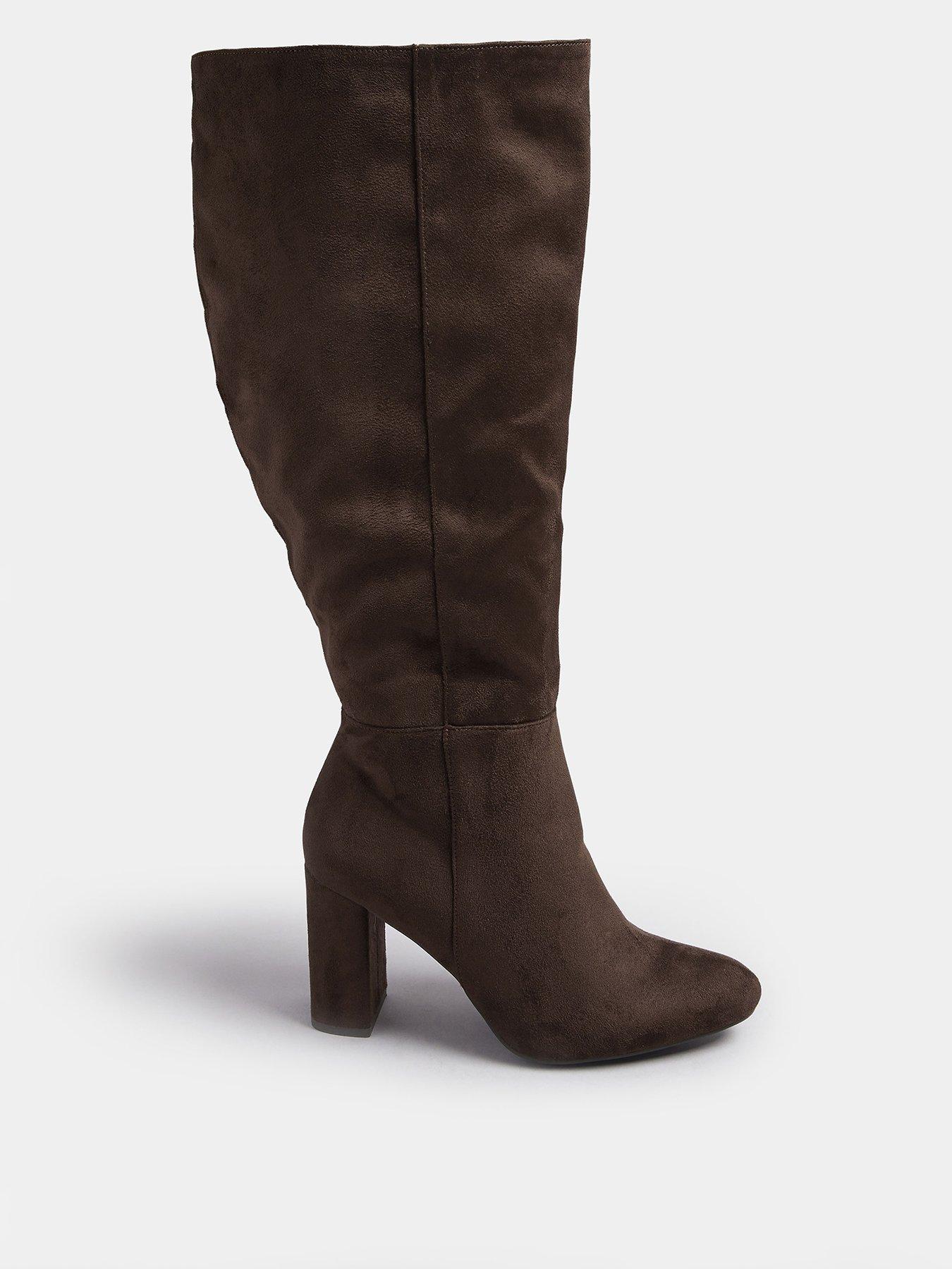 undefined Extra Wide Fit Heeled Knee High Boot - Brown