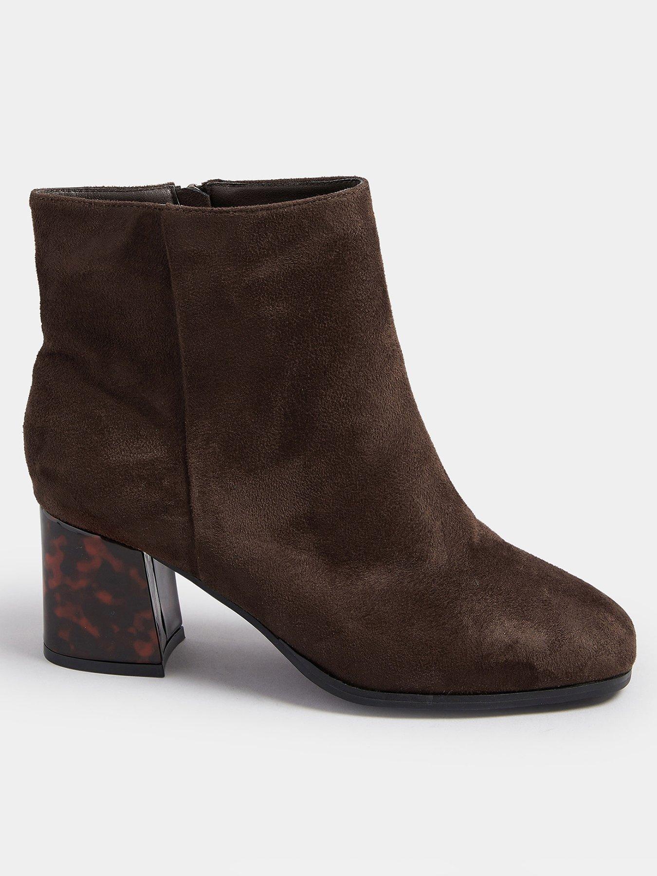 undefined Extra Wide Fit Tortoise Shell Block Heel Boots - Brown