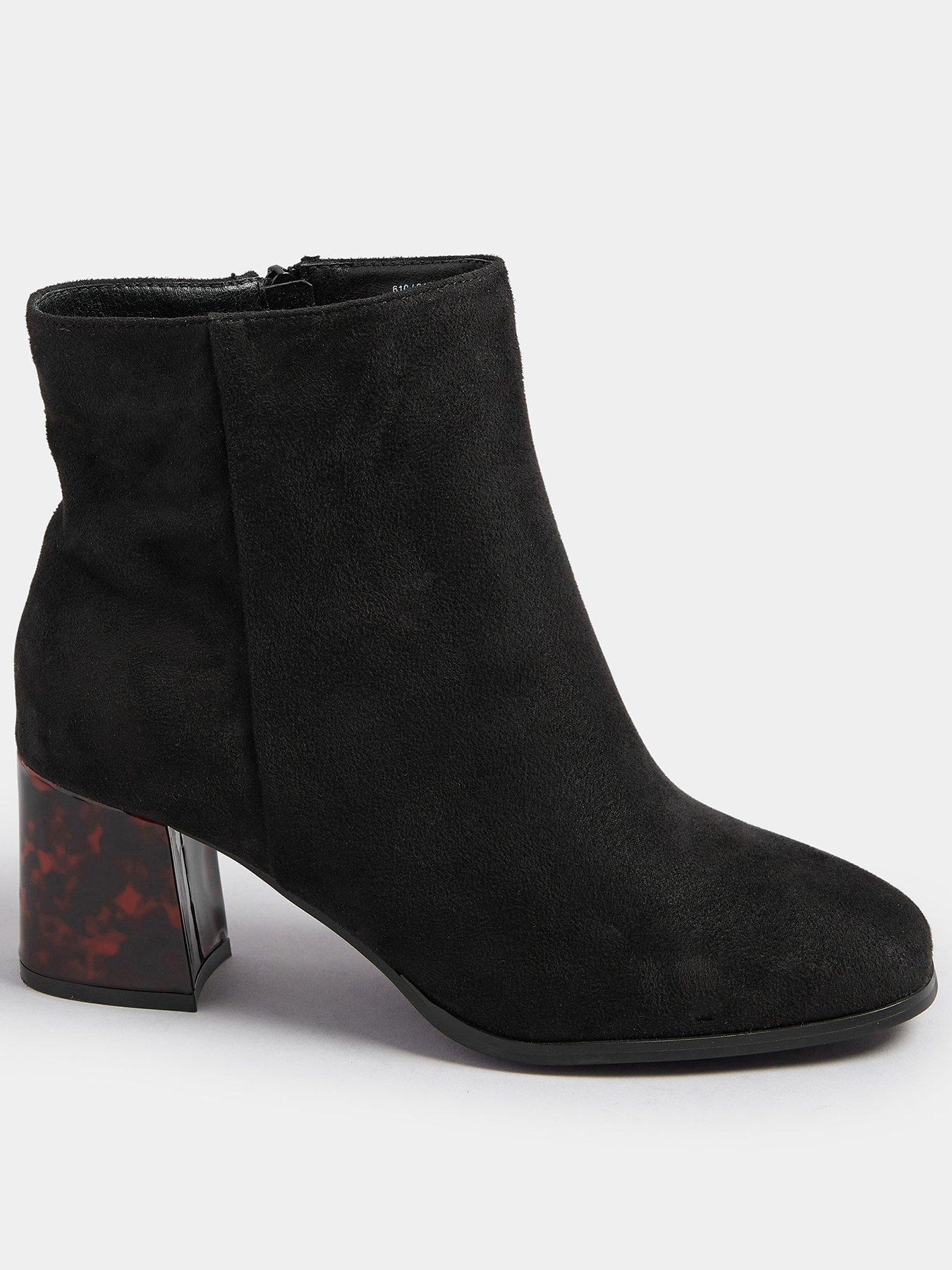 undefined Extra Wide Fit Tortoise Shell Block Heel Boot - Black