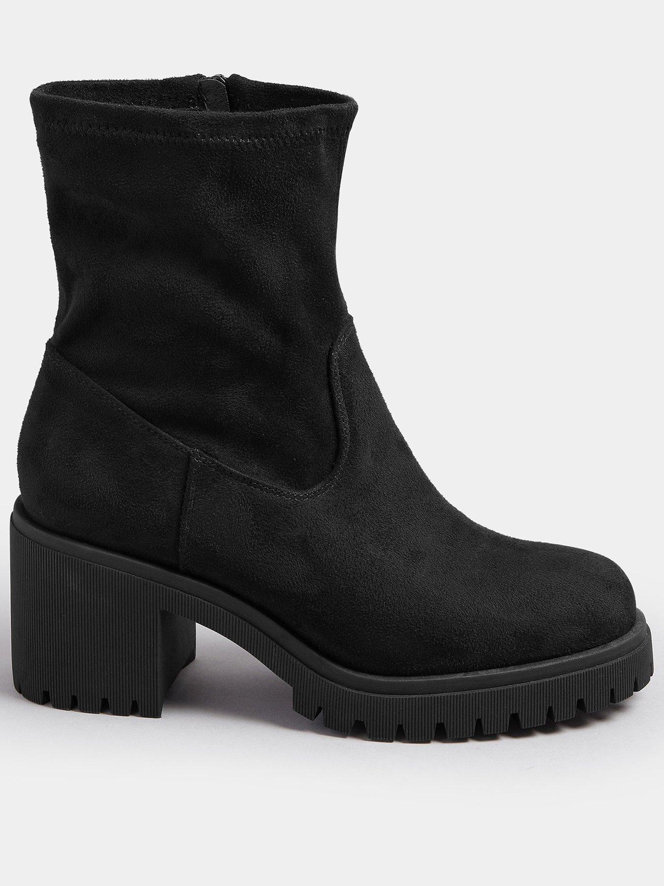 undefined Extra Wide Fit Stretch Sock Heel Boot - Black