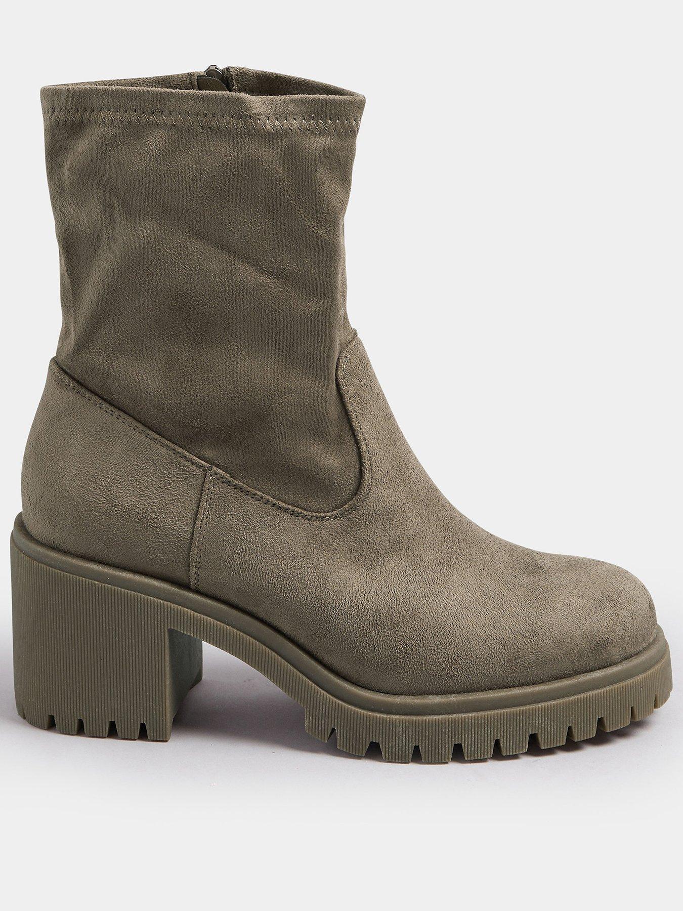 undefined Extra Wide Fit Stretch Sock Heel Boot - Brown