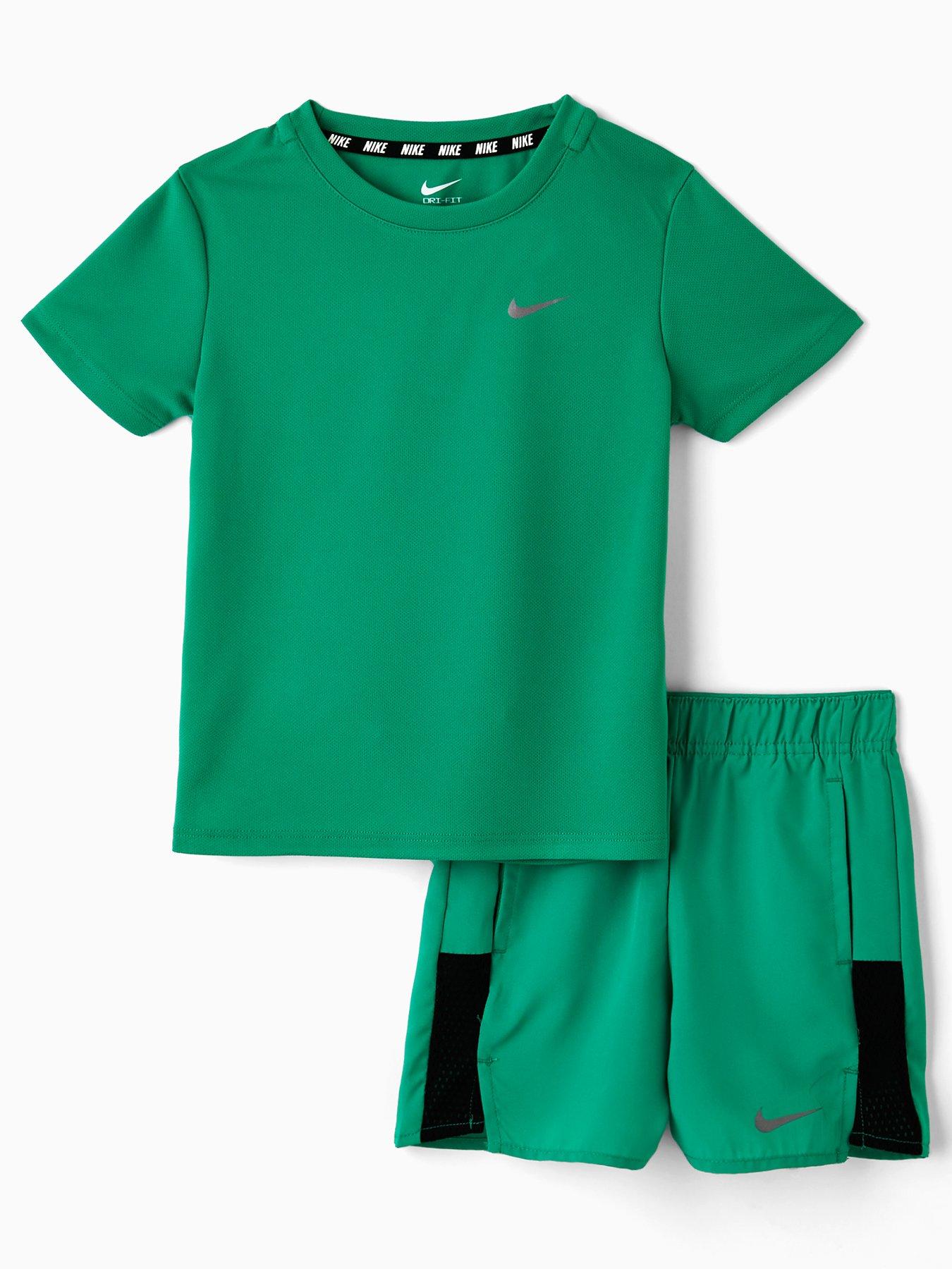 Nike Kids Boys Miler Challenger Short And T-Shirt Set - Green