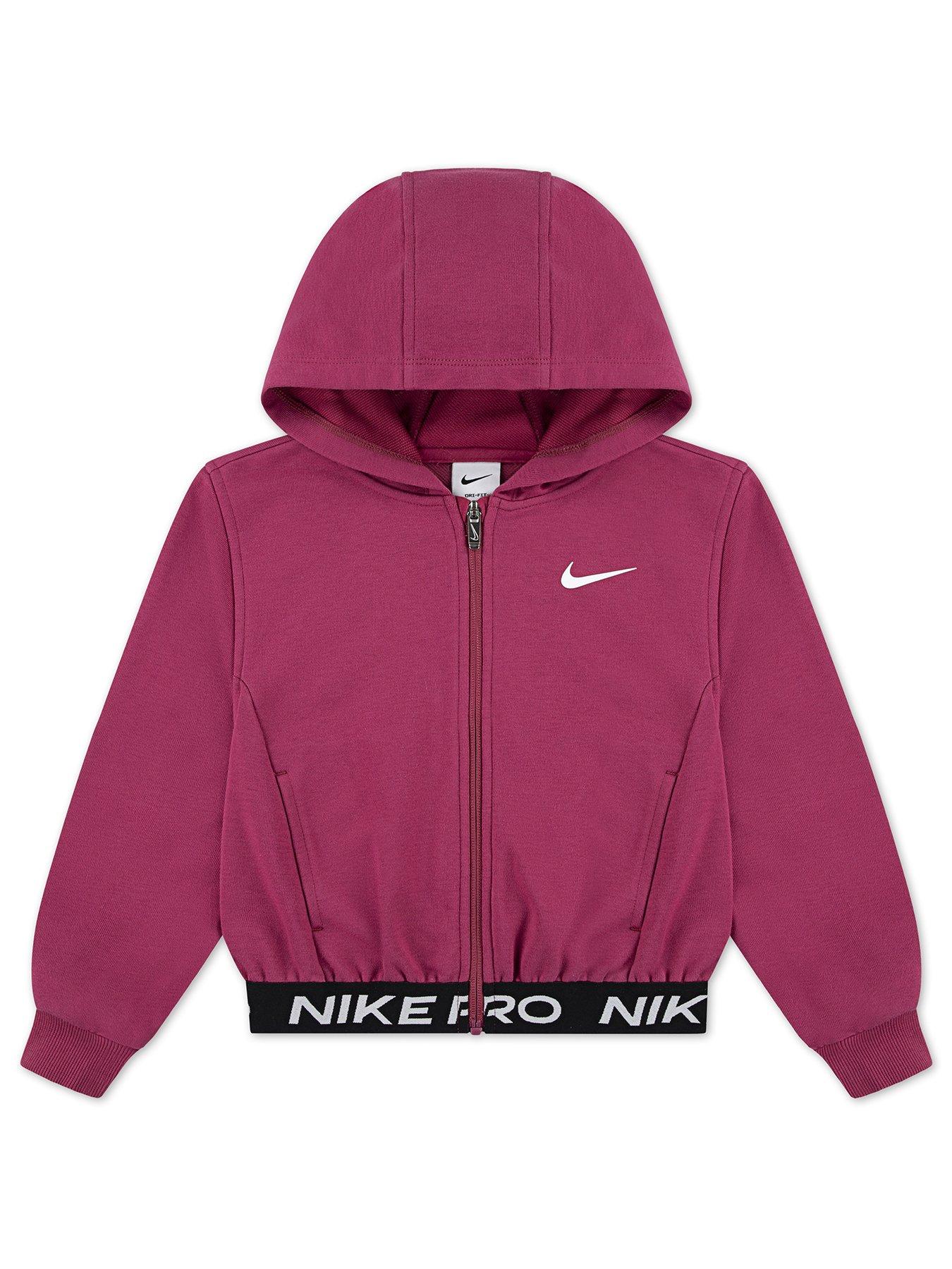 Nike Kids Girls Nike Pro Zip Hoodie - Pink
