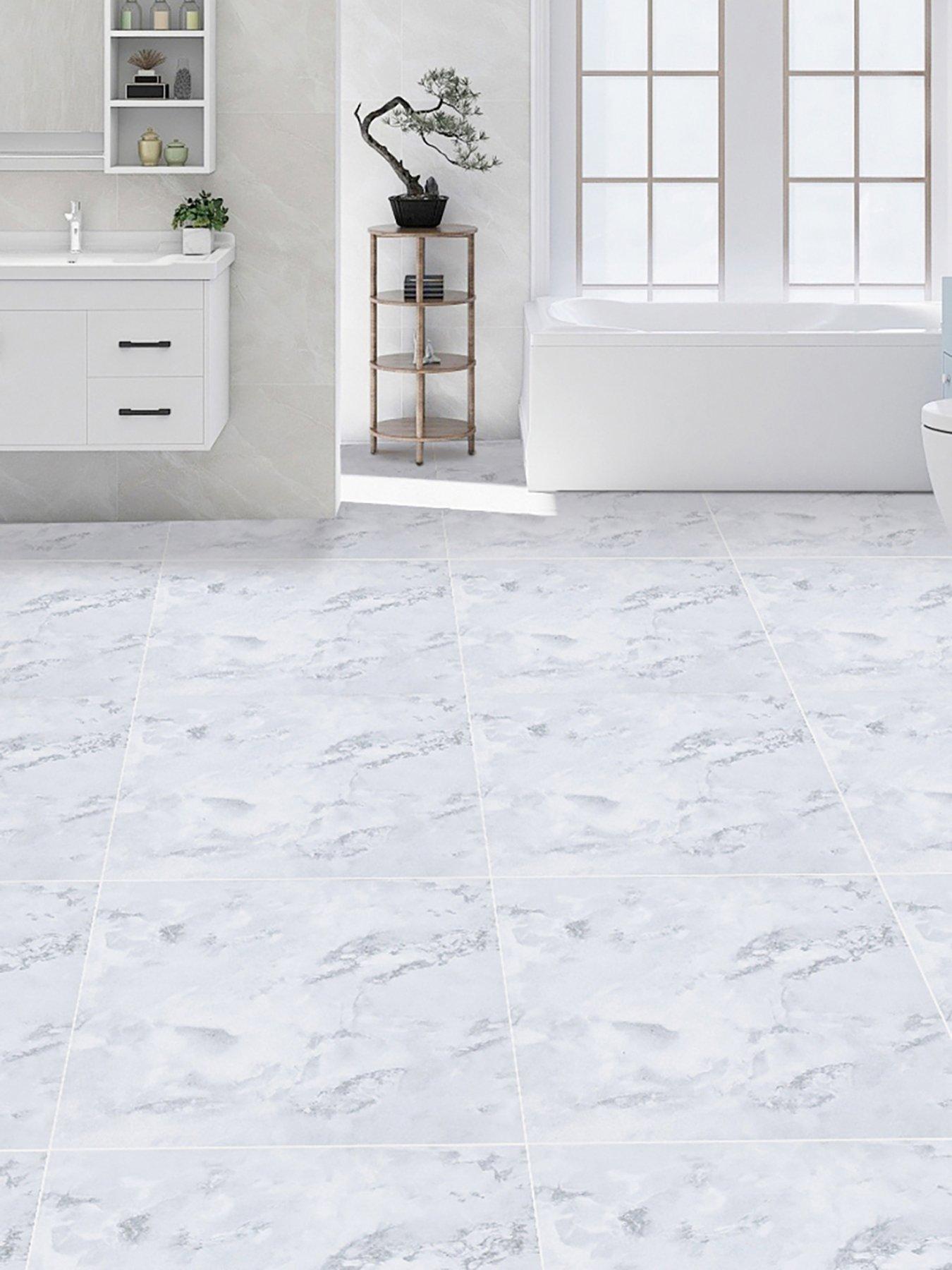 Living and Home 24 Pcs Marble Effect Self Adhesive PVC Floor Tiles Waterproof