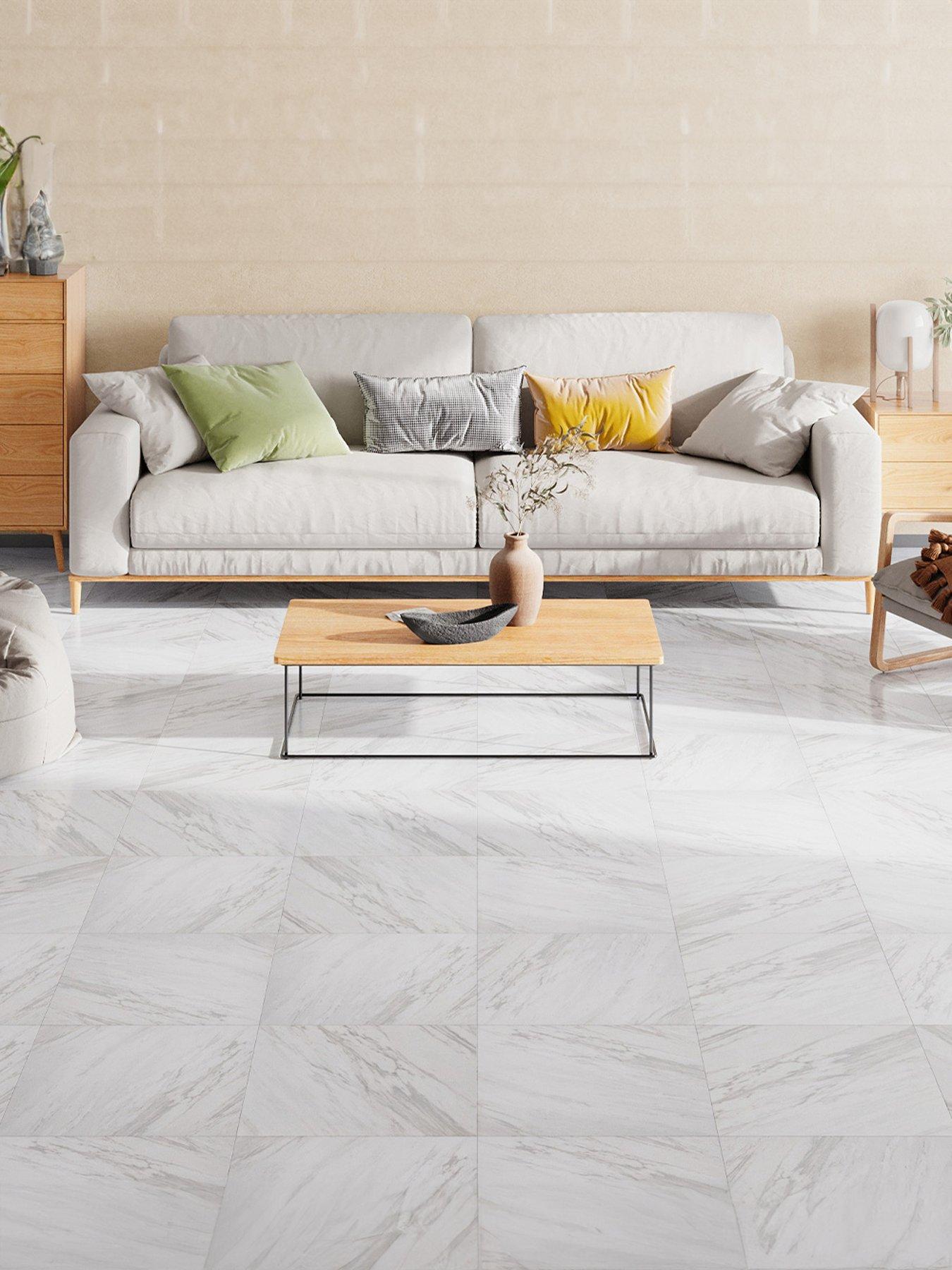 Living and Home 24 Pcs Marble Stone Effect Self Adhesive PVC Floor Tiles