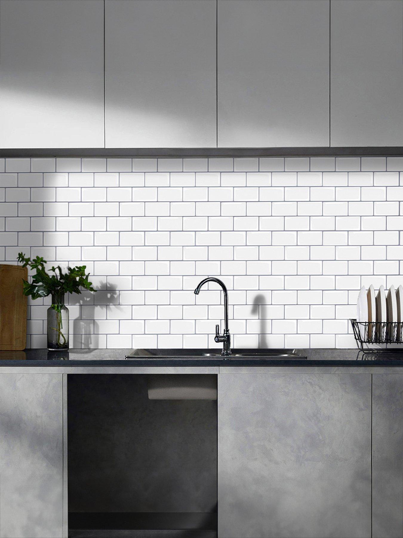 Living and Home 10pcs Peel And Stick Waterproof Decorative Backsplash Self-adhesive Wall Tiles For Kitchen And Bathroom (1.2mm T)
