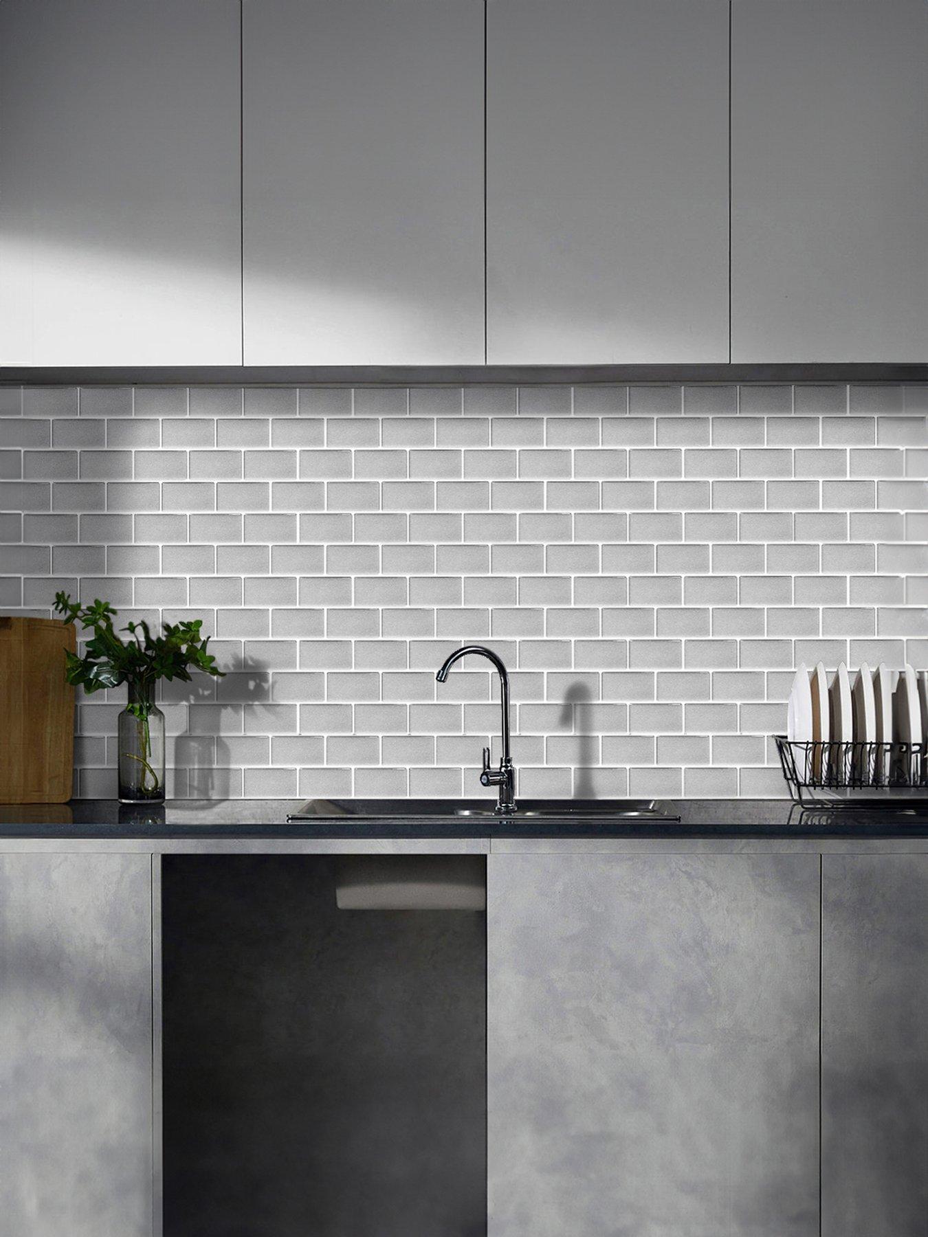 Living and Home 10Pcs Waterproof Self-Adhesive Wall Tiles T 1.2mm