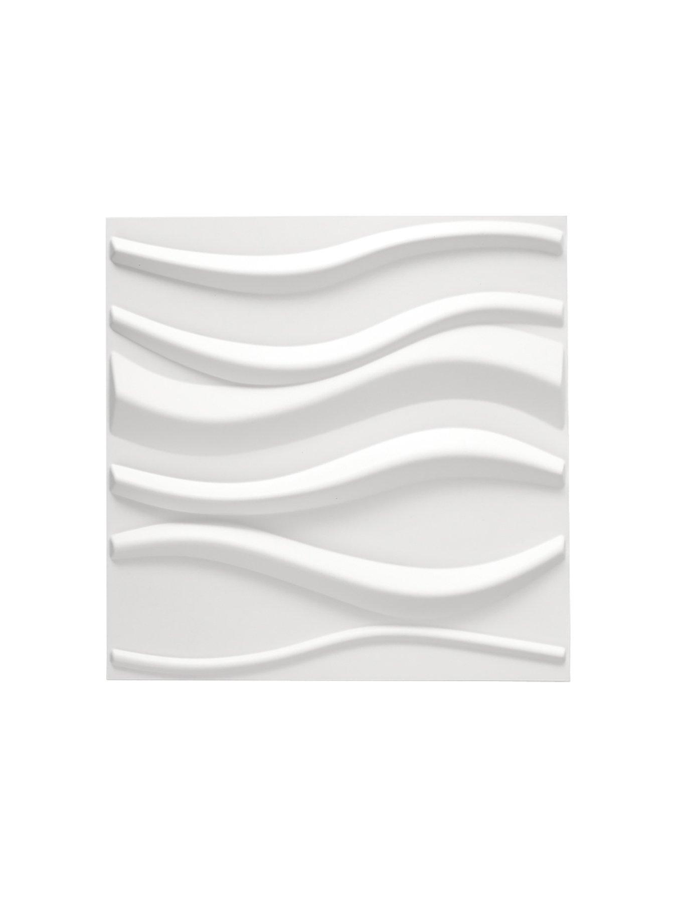 Living and Home 12 Pcs Square 3D Wave PVC Wall Panels 50cm x 50cm, 3m² ...