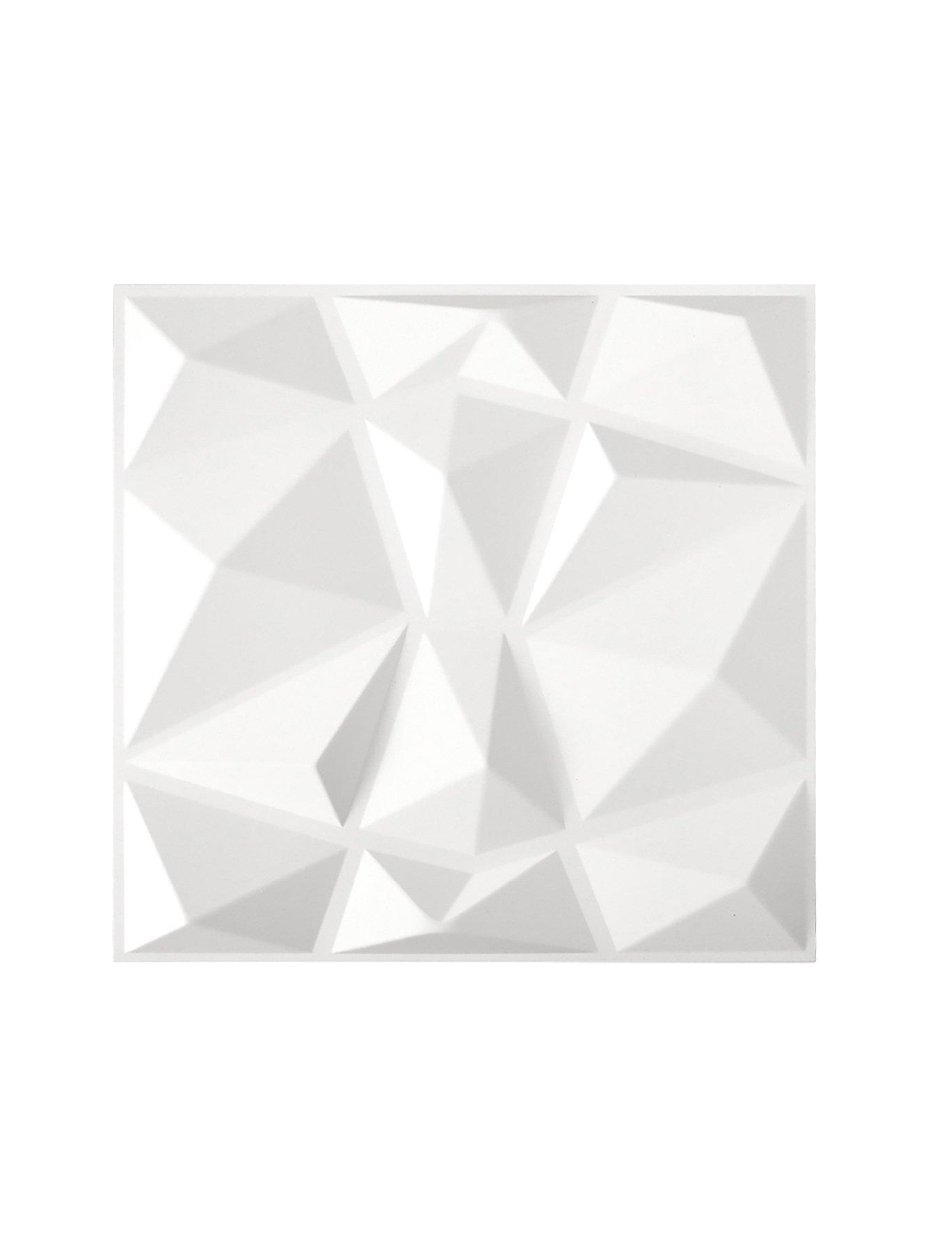 Living and Home 12Pcs White 3D Diamond Square PVC Wall Panels 50cm 50cm ...