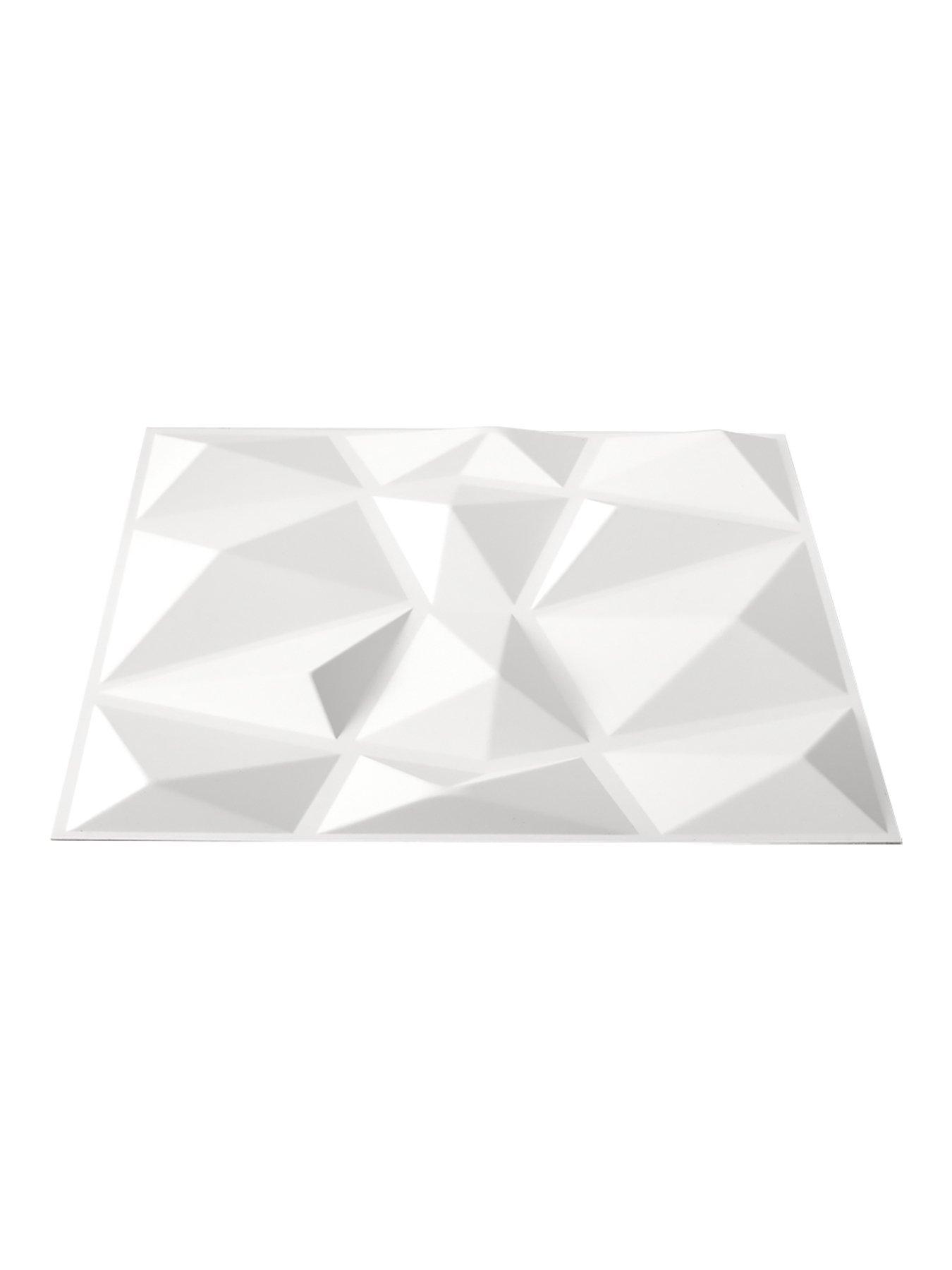 Living and Home 12Pcs White 3D Diamond Square PVC Wall Panels 50cm 50cm ...