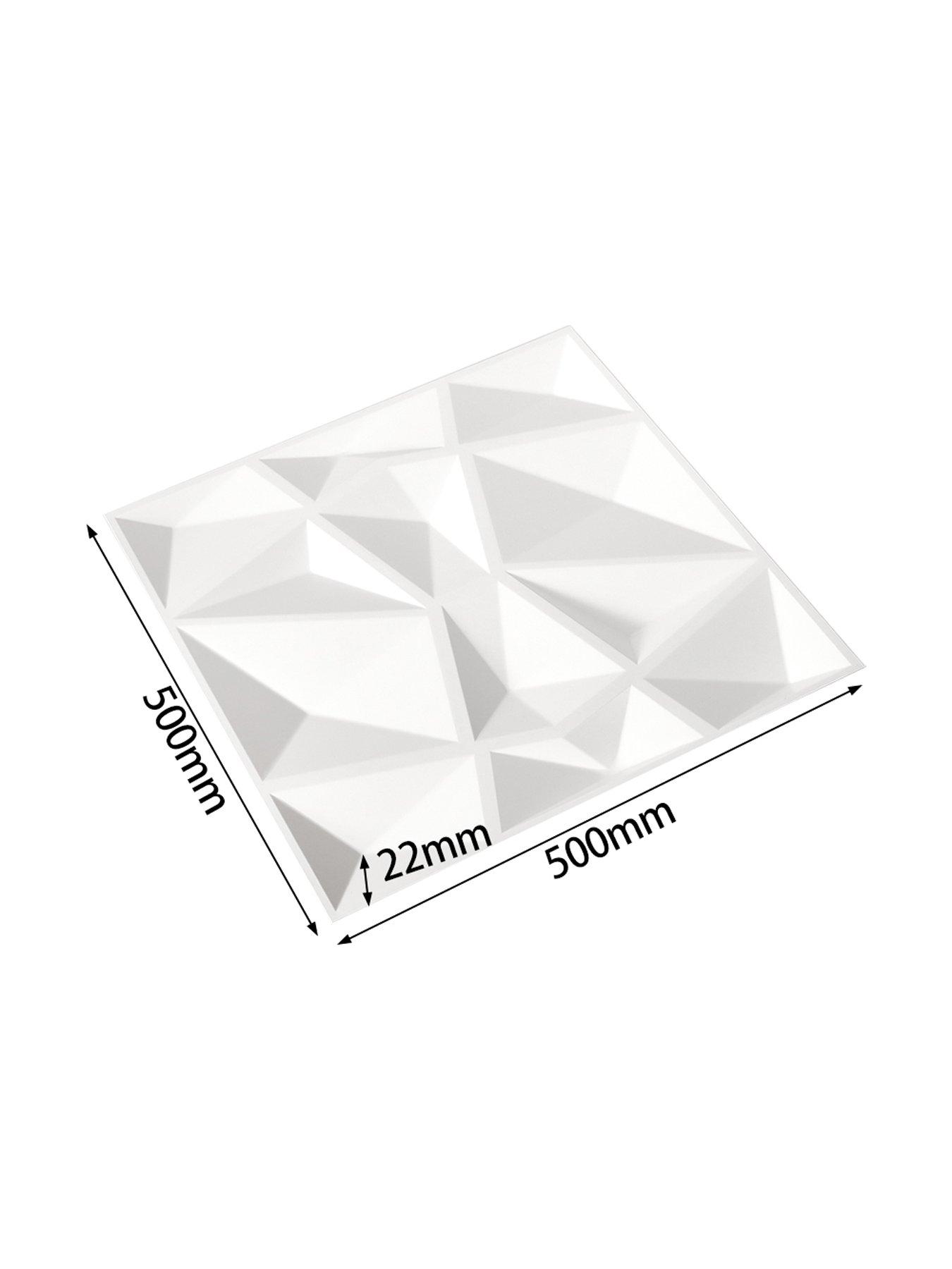 Living and Home 12Pcs White 3D Diamond Square PVC Wall Panels 50cm 50cm ...