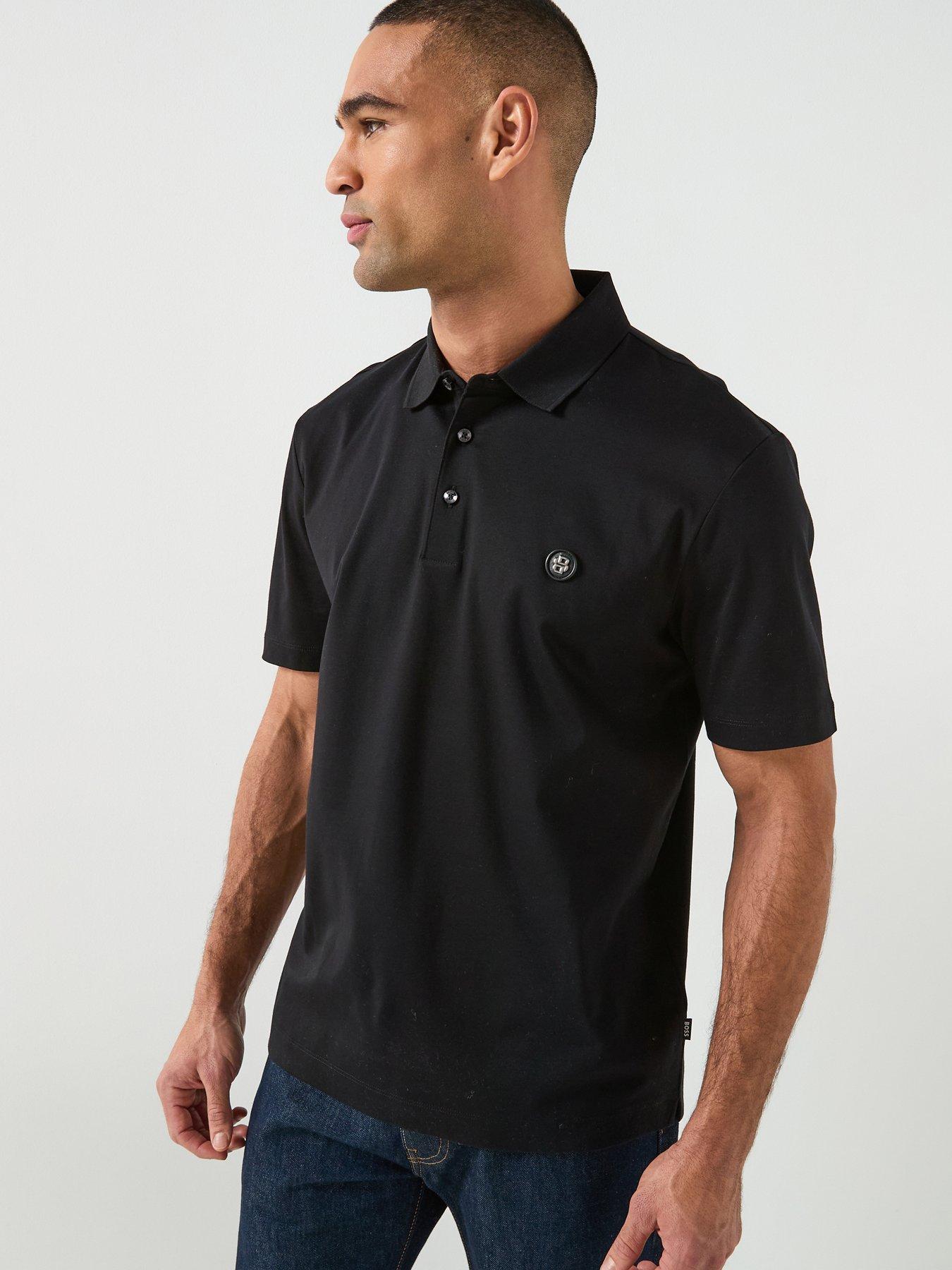 BOSS C-Parris Regular Fit Nickel Logo Polo Shirt, Black, Size M, Men