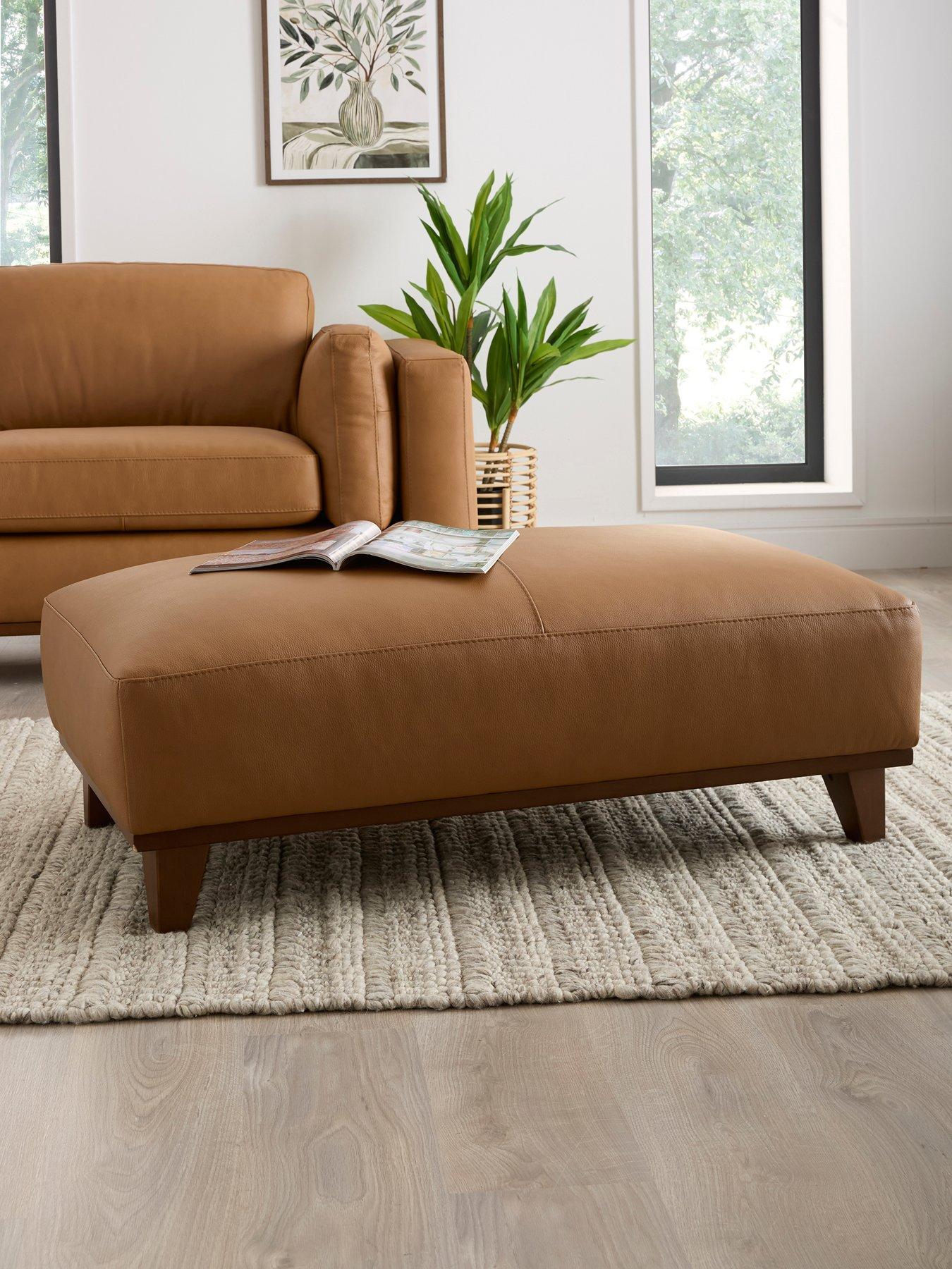 Image 1 of 6 of The Very Collection Chiswick Italian Leather Footstool