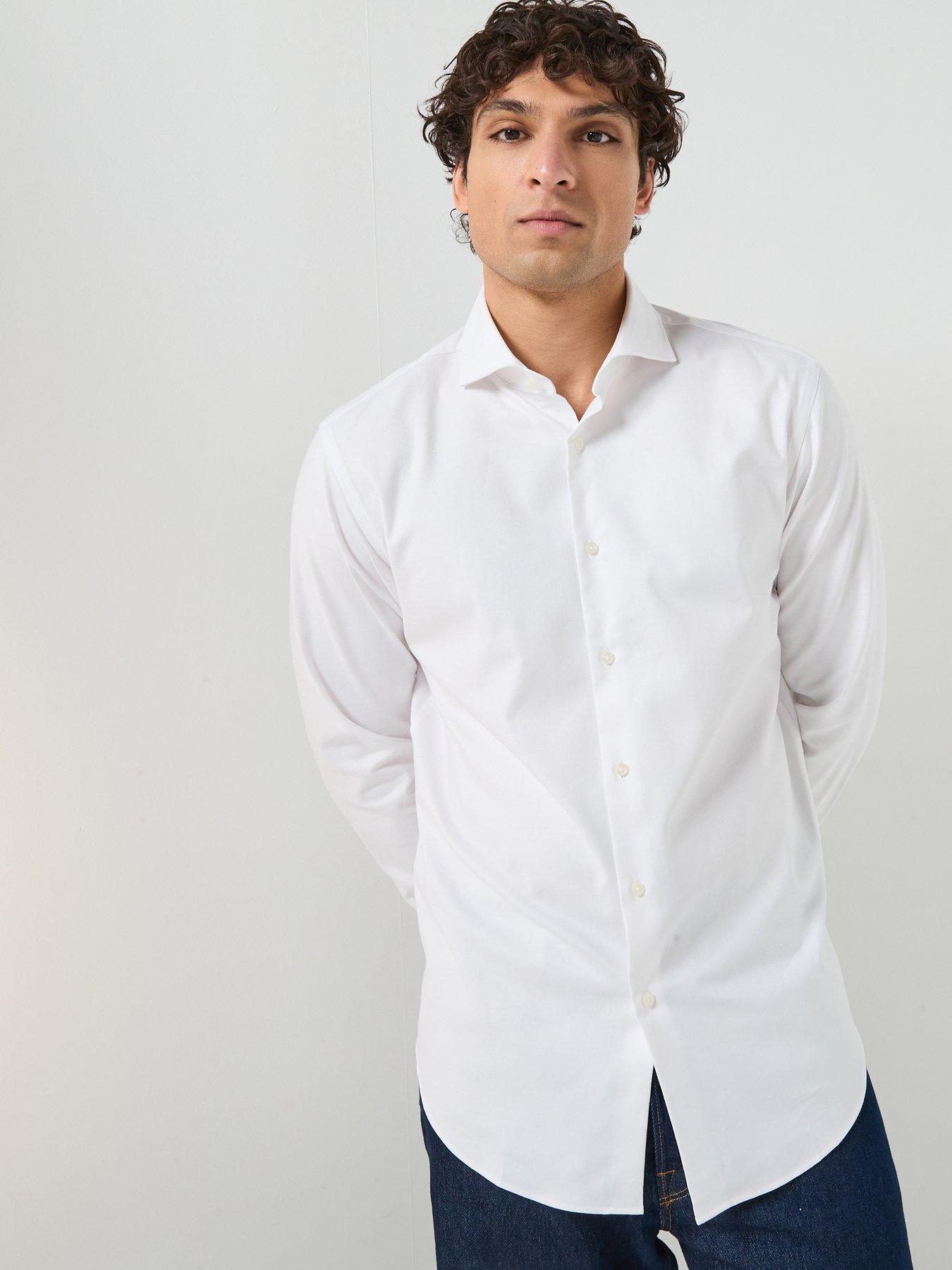 BOSS H-Joe Spread Collar Easy Iron Formal Shirt - White