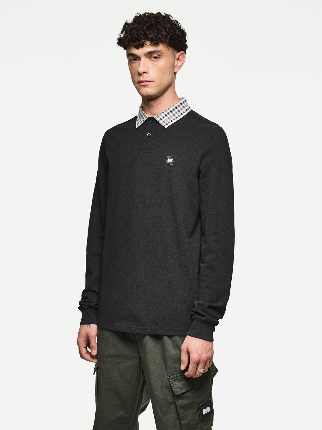 Weekend Offender Lindley Long Sleeve Polo Shirt - Black