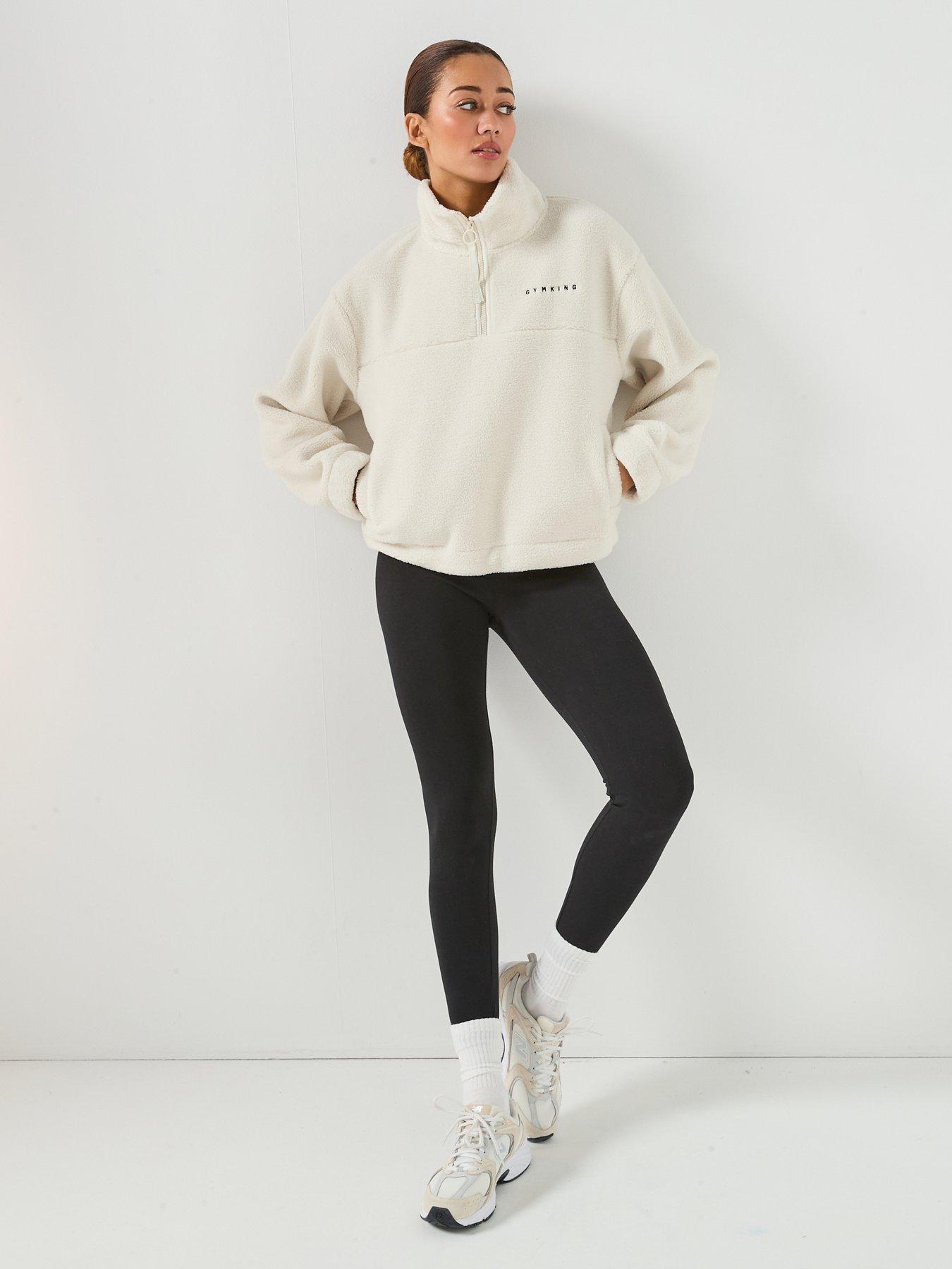 Image 3 of 4 of Gym King Women's Linear Borg 1/4 Zip Fleece - Cream
