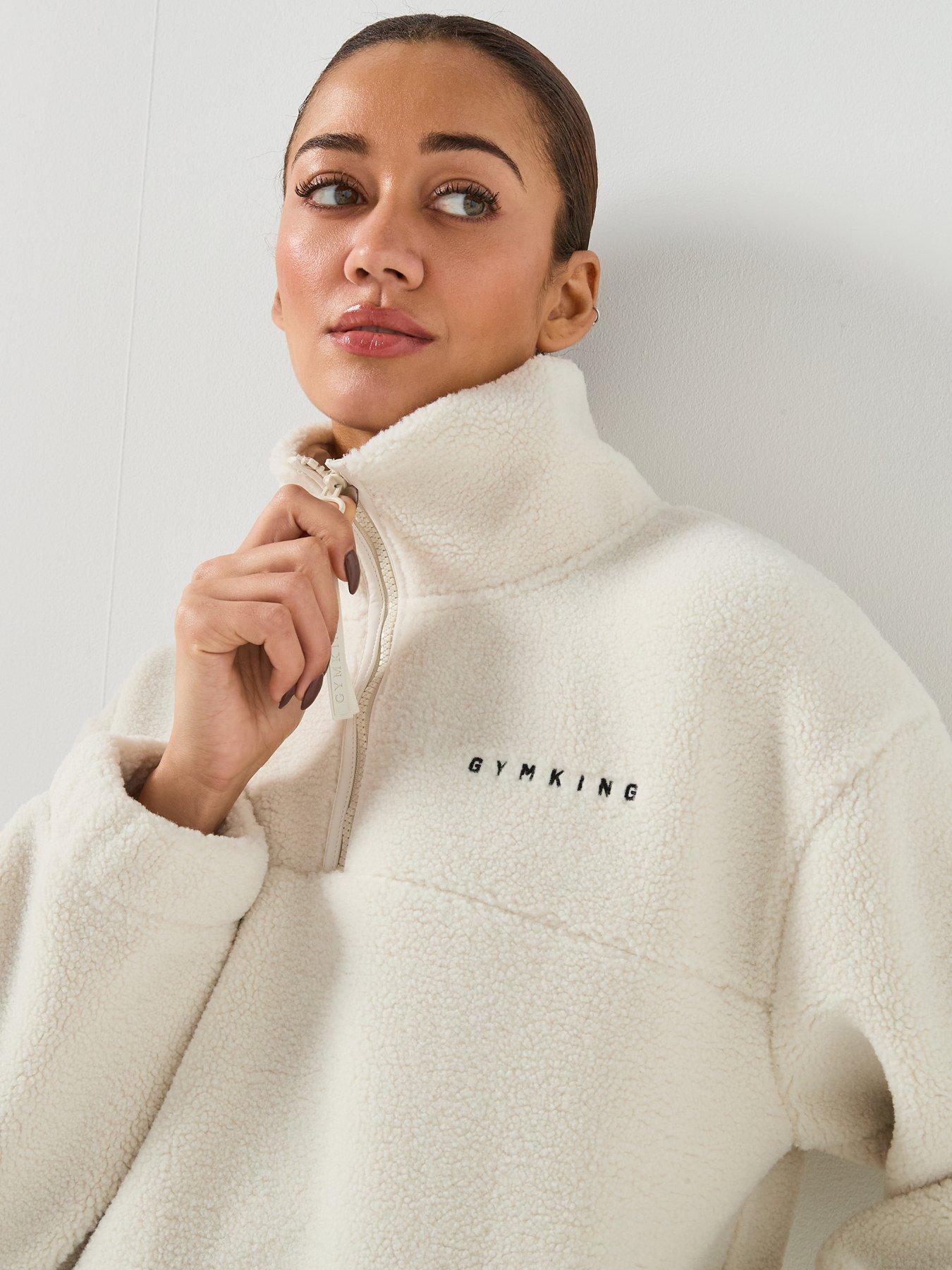 Image 4 of 4 of Gym King Women's Linear Borg 1/4 Zip Fleece - Cream