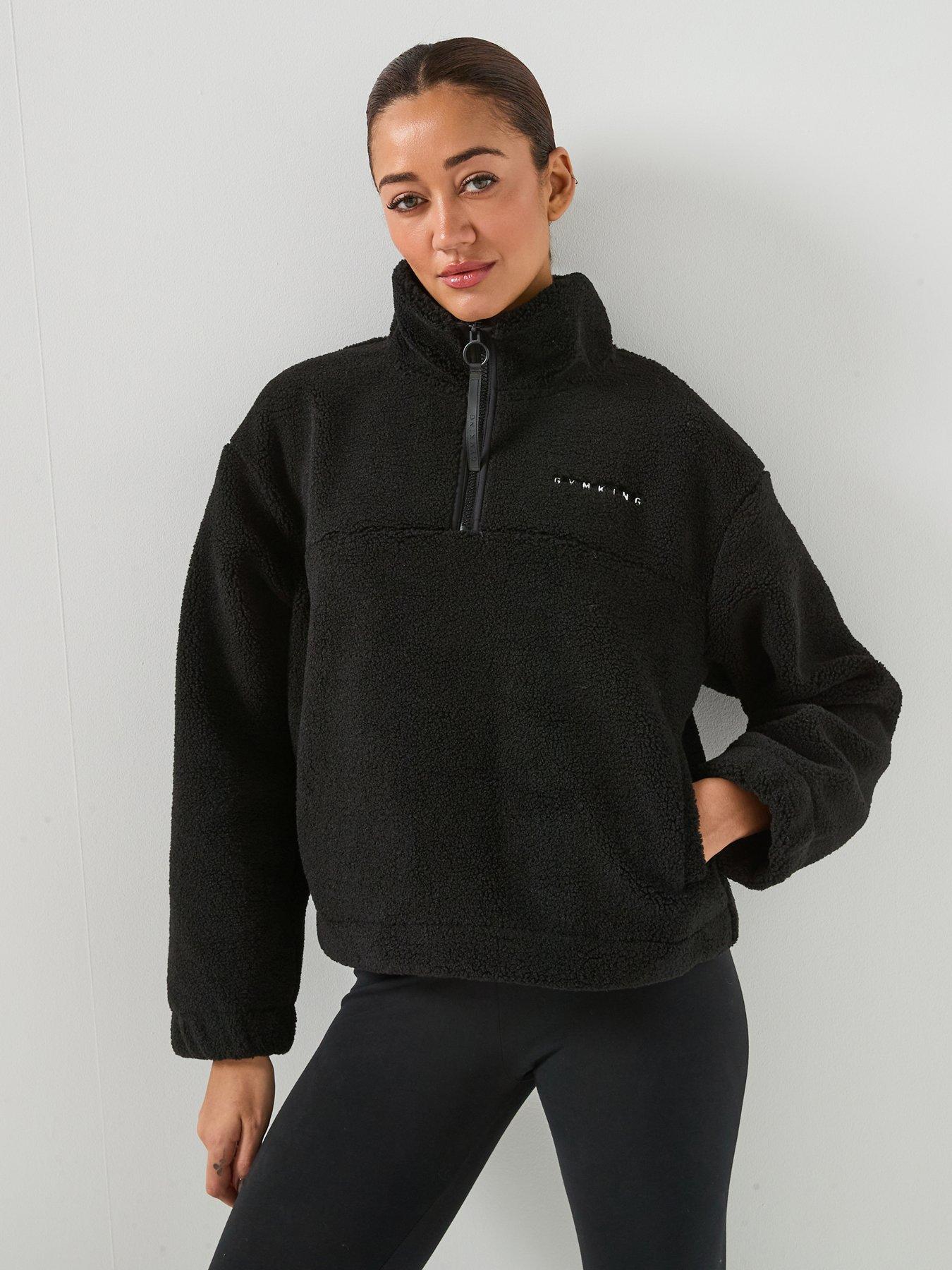 Gym King Women's Linear Borg 1/4 Zip Fleece - Black