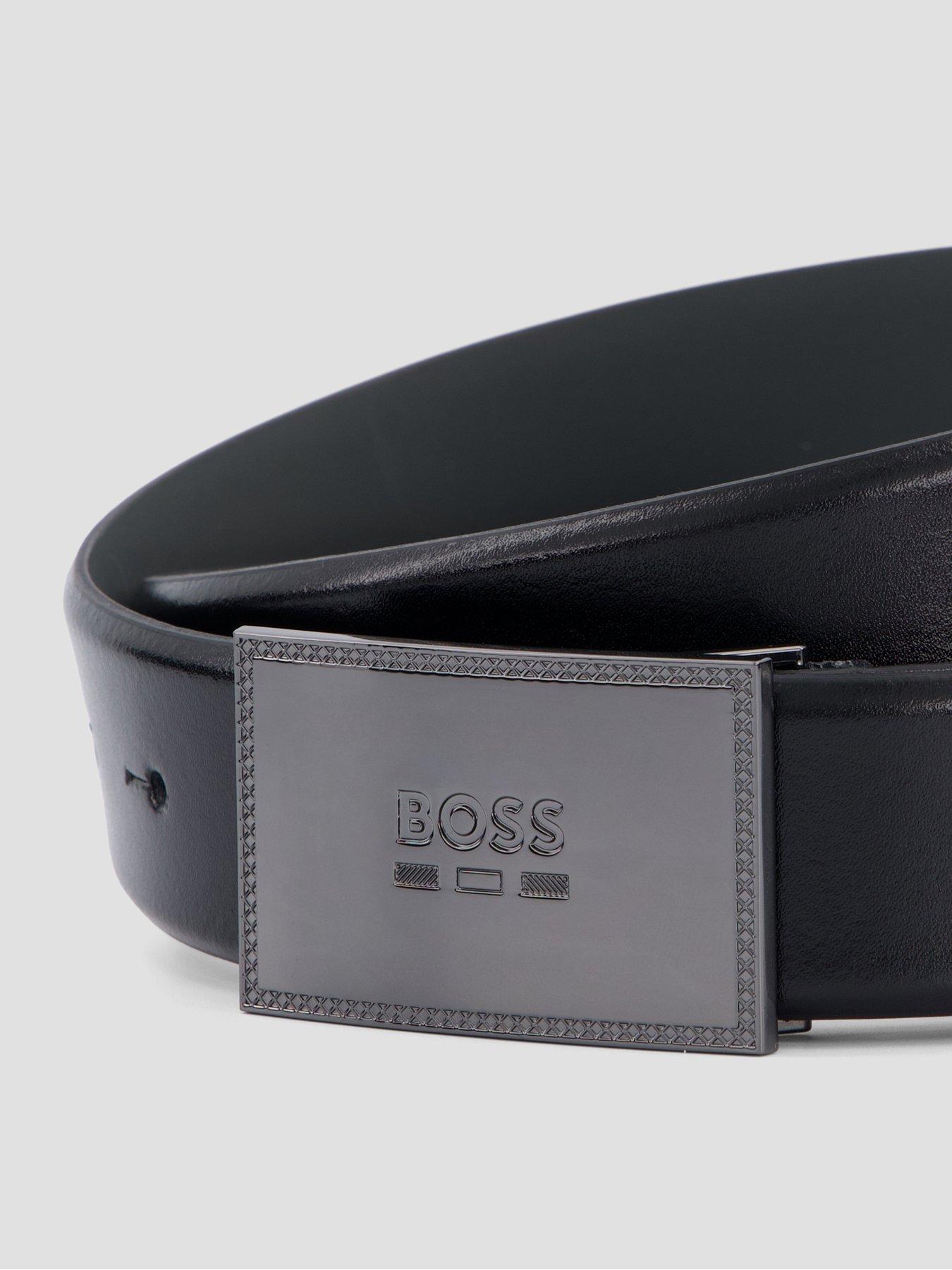 Image 2 of 4 of BOSS Jinko 35Cm Metal Plaque Leather Belt - Black