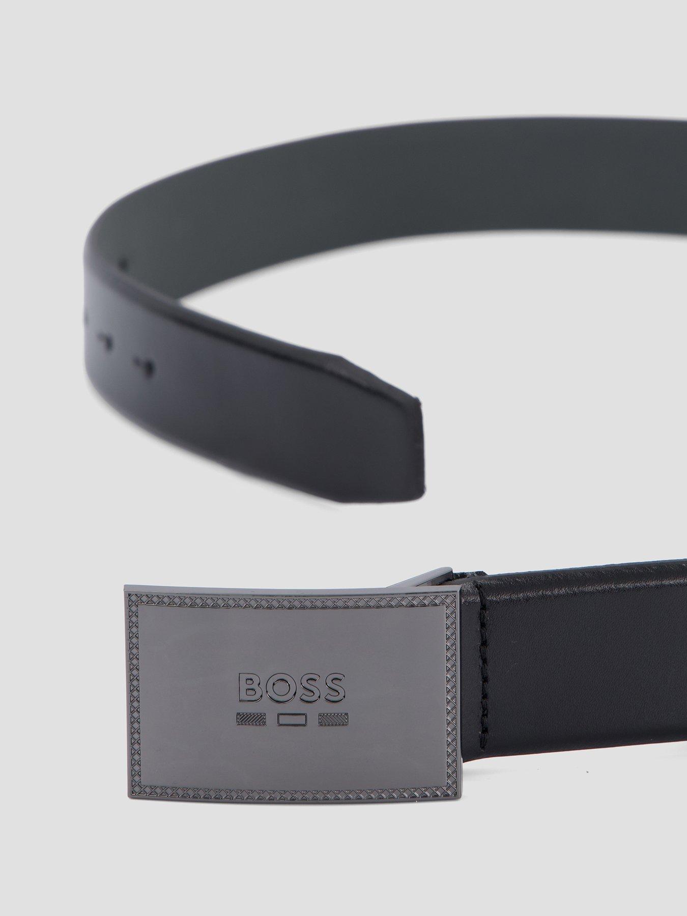 Image 3 of 4 of BOSS Jinko 35Cm Metal Plaque Leather Belt - Black