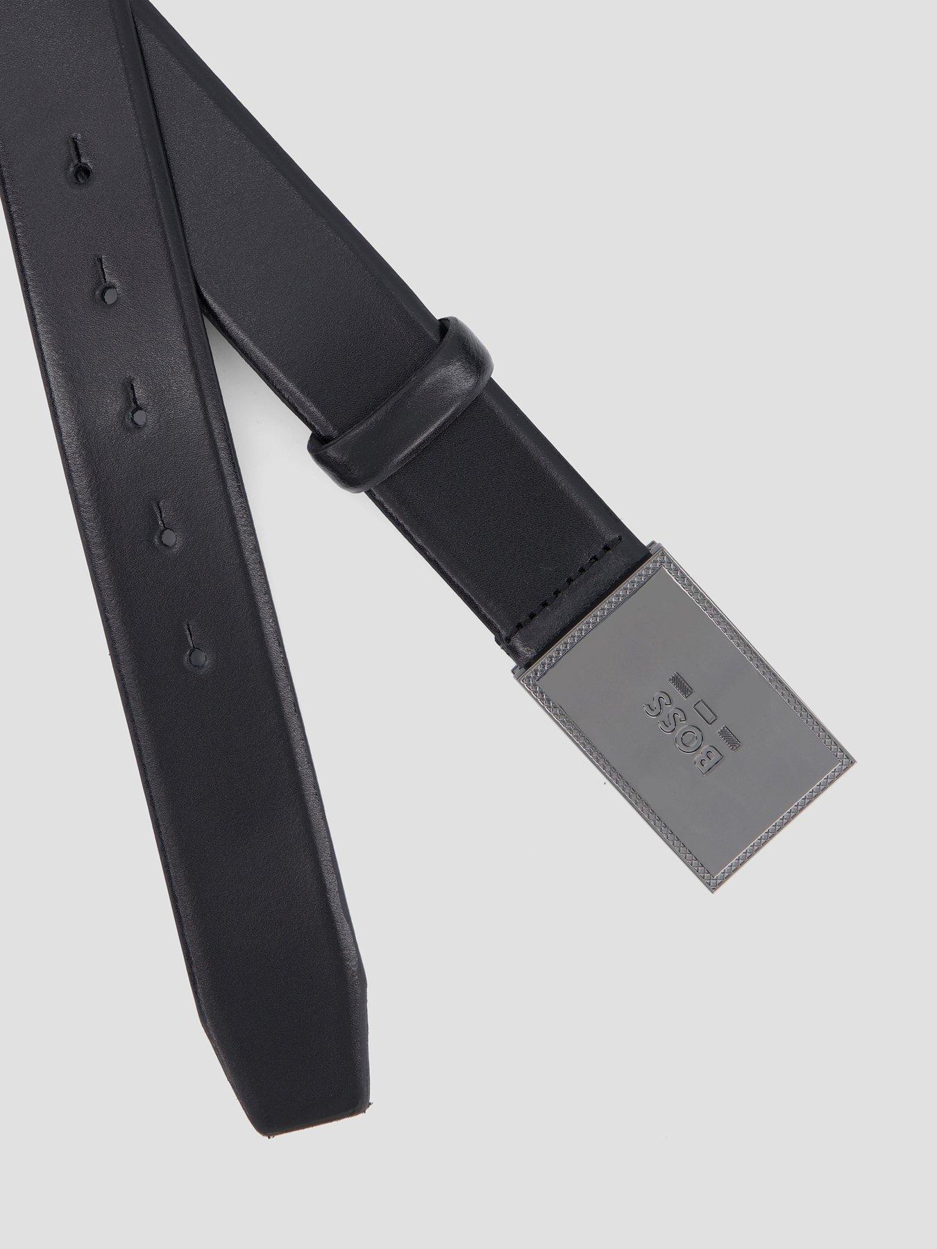 Image 4 of 4 of BOSS Jinko 35Cm Metal Plaque Leather Belt - Black