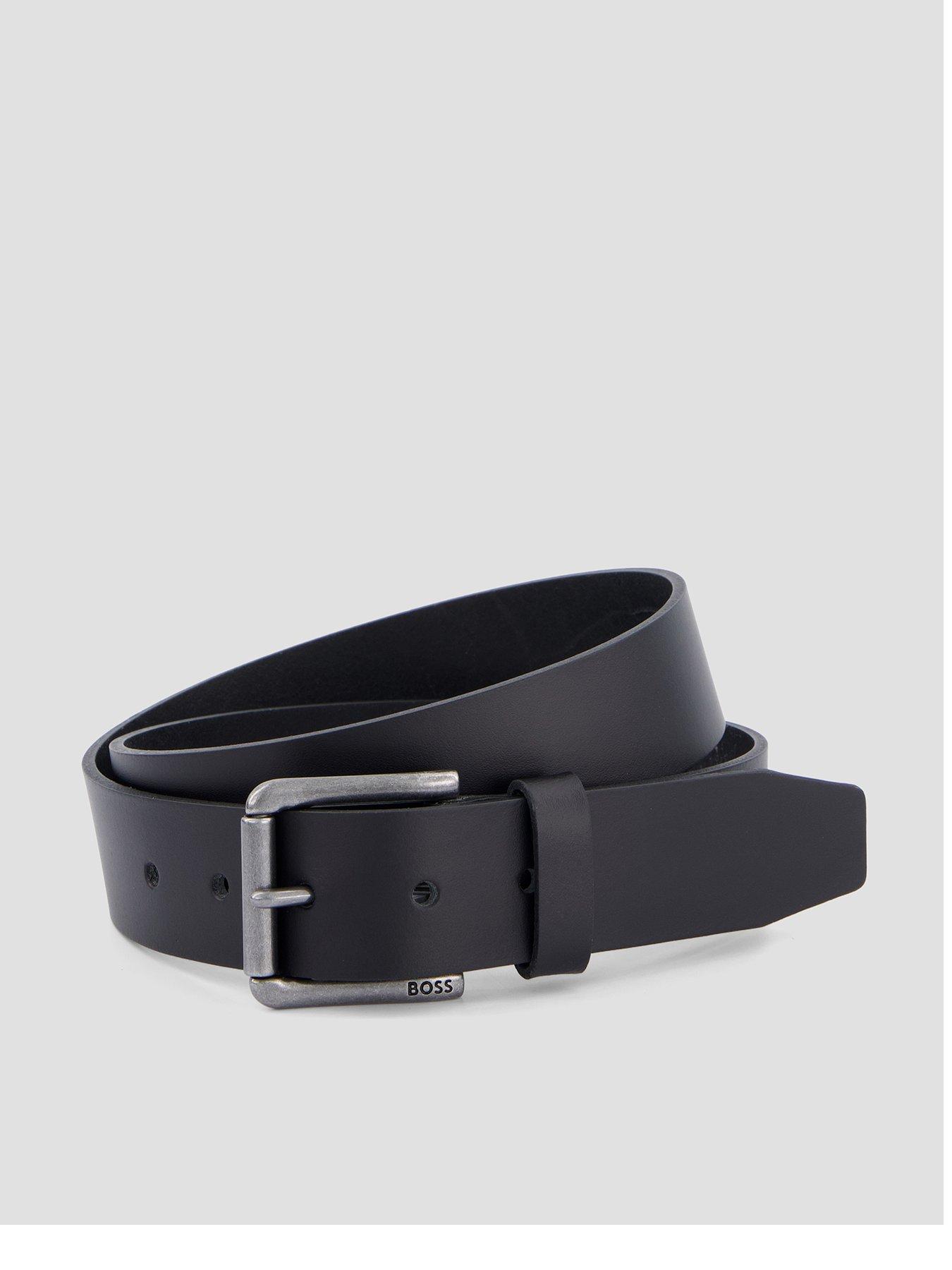 Image 1 of 4 of BOSS Joris Metal Buckle Leather Belt - Black