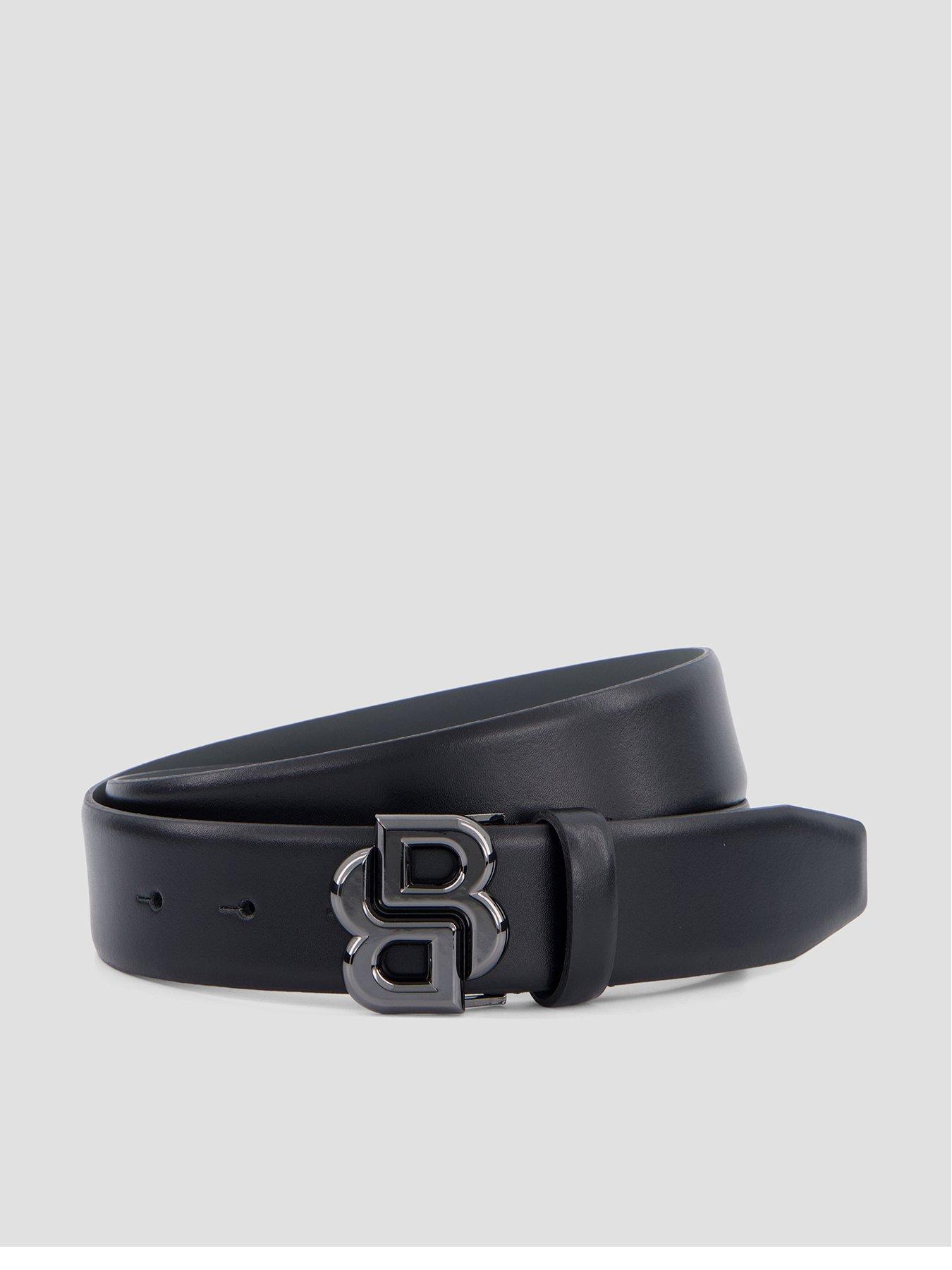 BOSS Icon-G Double B Plaque Leather Belt - Black