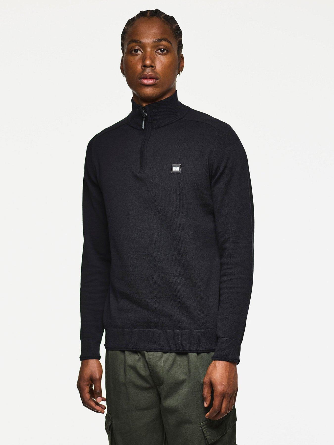 undefined Pierre Quarter Zip Knitted Jumper - Black
