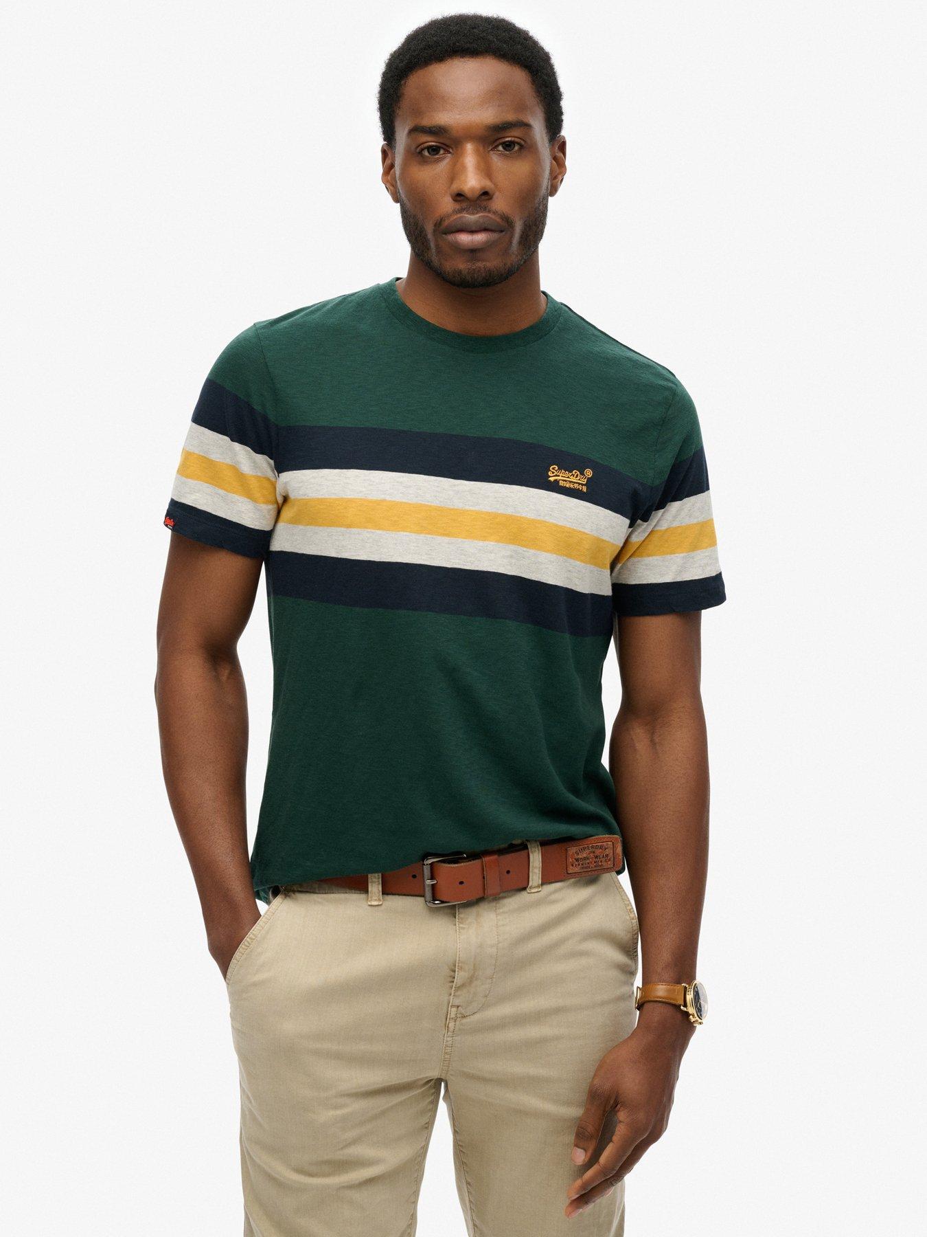 Superdry Essential 3 Stripe T-shirt, Green, Size 2Xl, Men