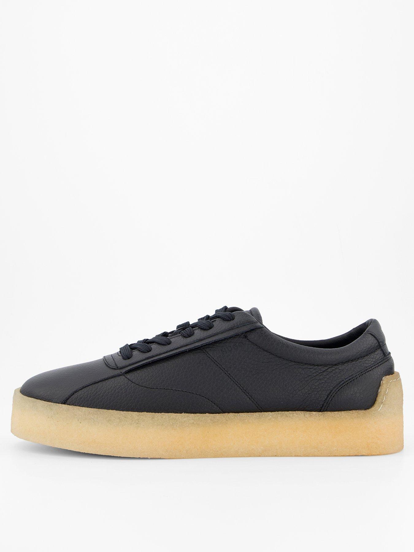 HUGO Leather Crepe Sole Trainers - Black