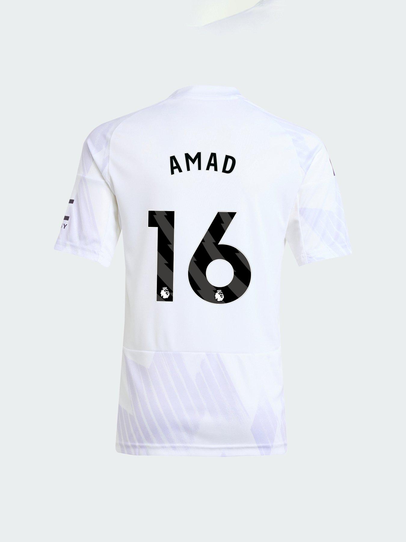 adidas Personalised Manchester United Junior 25/26 Away Stadium Replica  Shirt - White | Very