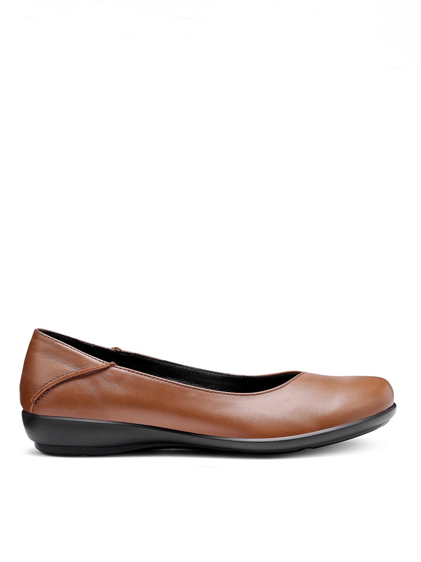 Hotter Birdie Wide Fit Leather Ballerina Shoe - Rich Tan