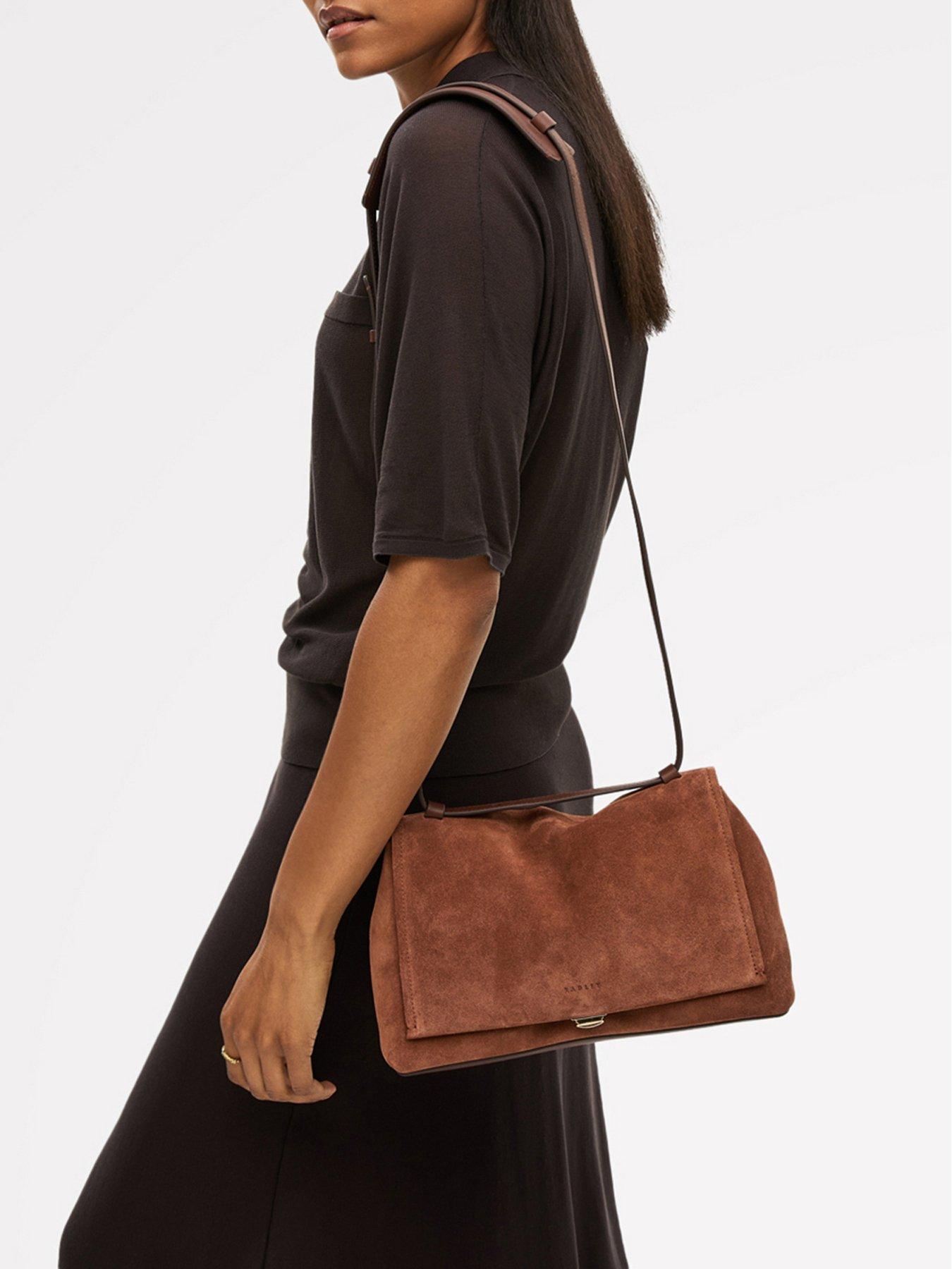 Radley Mercer Street Medium Suede Flapover Shoulder Bag - Brown | Very