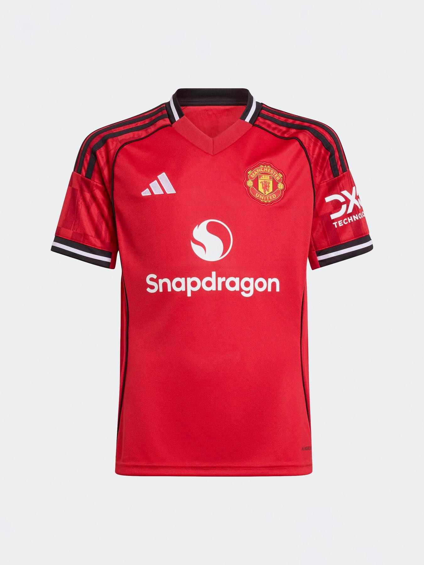 Adidas Personalised & Manchester United Junior 25/26 Home Stadium Replica Shirt - Red