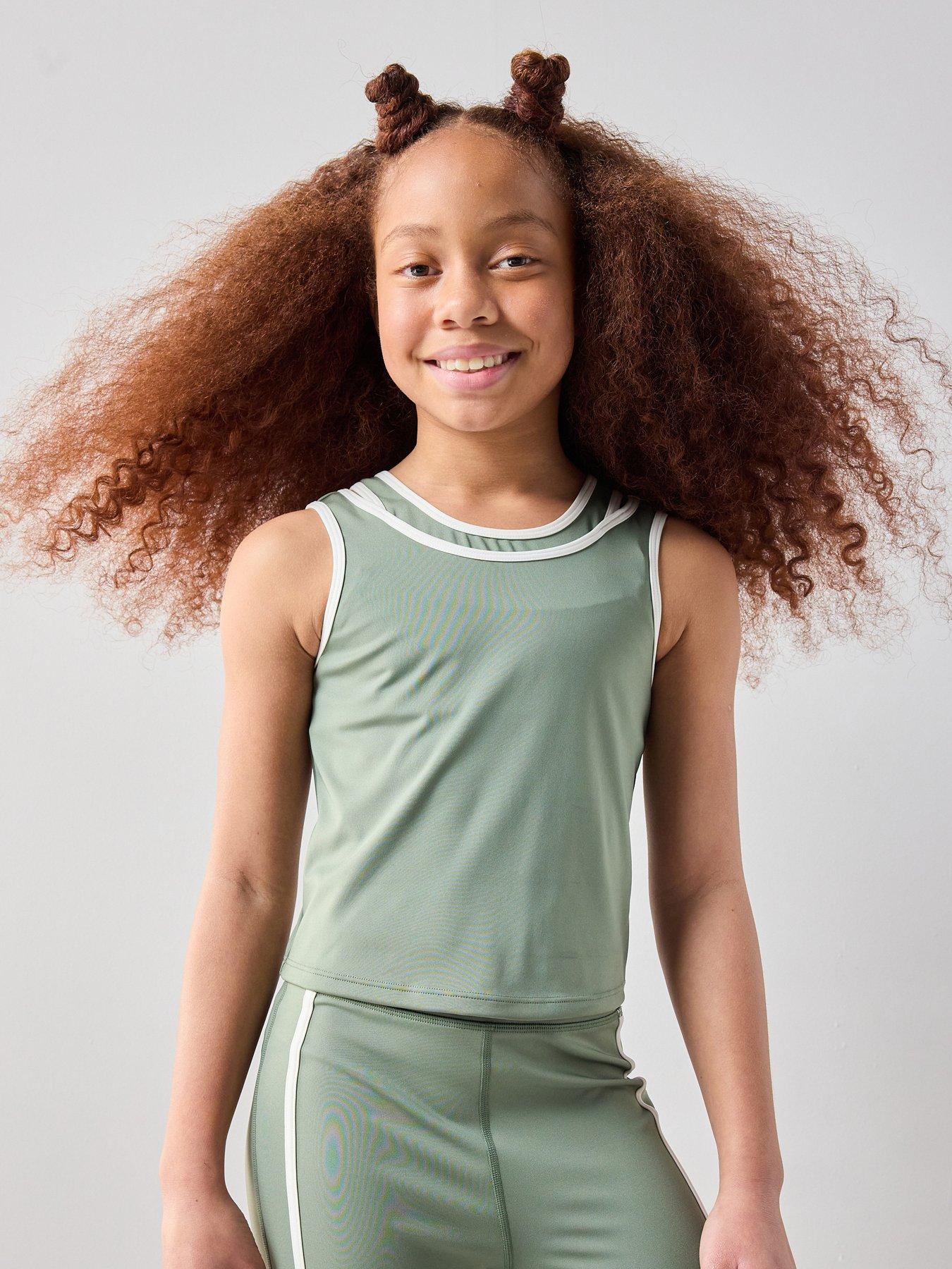 The Very Collection Girls Sportswear Double Strap Vest - Khaki