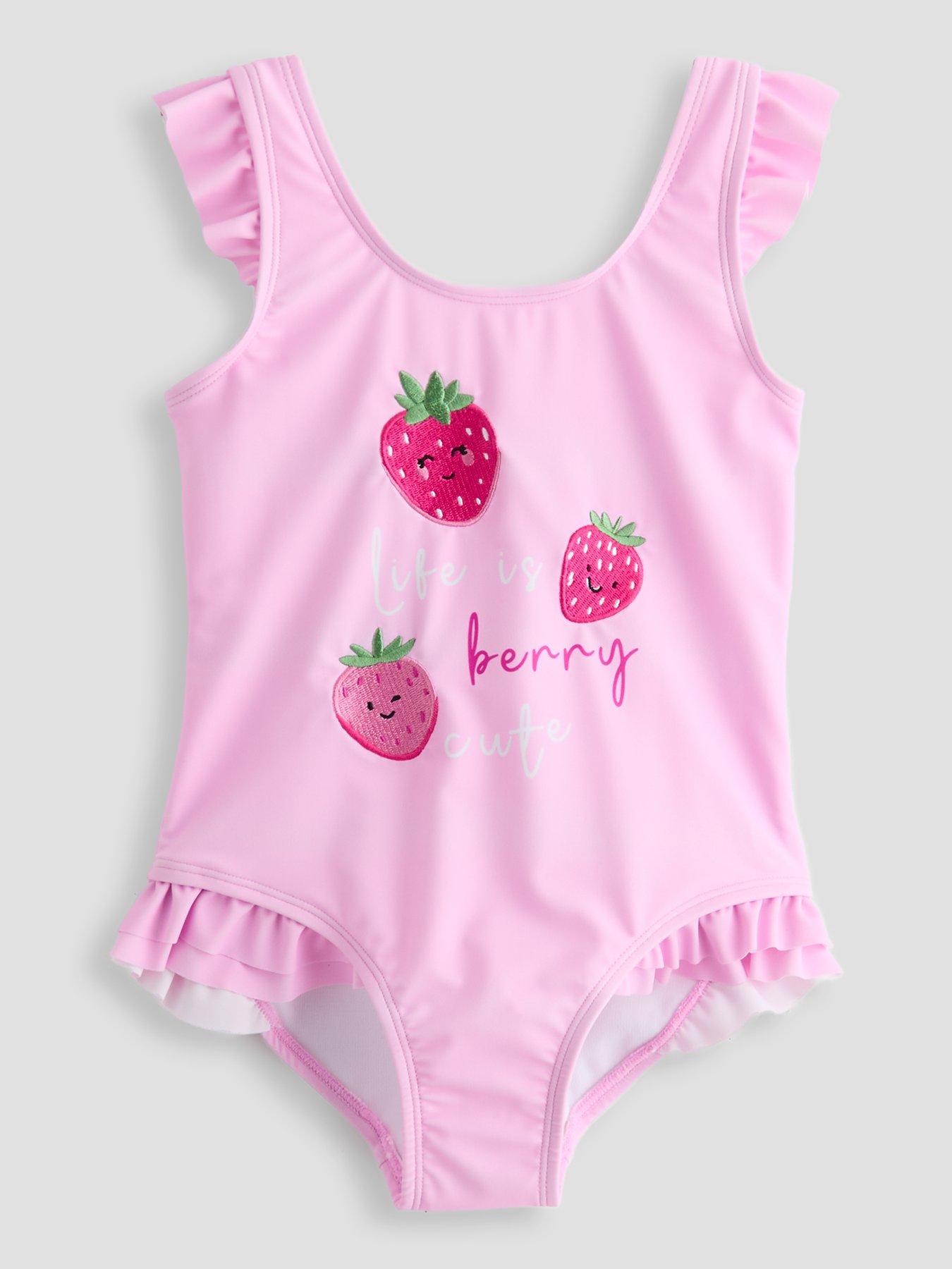 The Very Collection Toddler Girl Berry Cute Frill Swim Costume - Pink