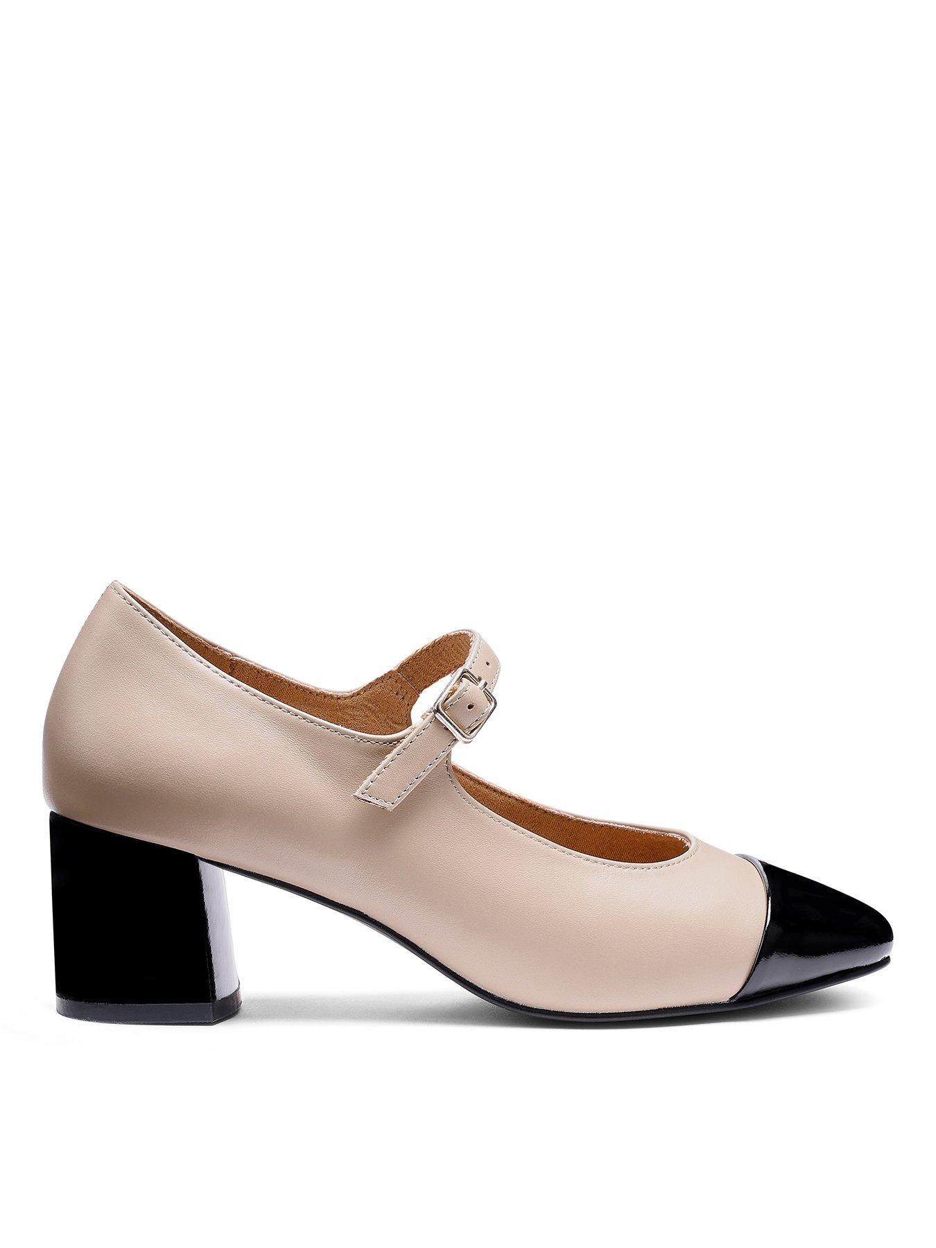 Hotter Shimmer Wide Fit Leather Heeled Shoe - Beige