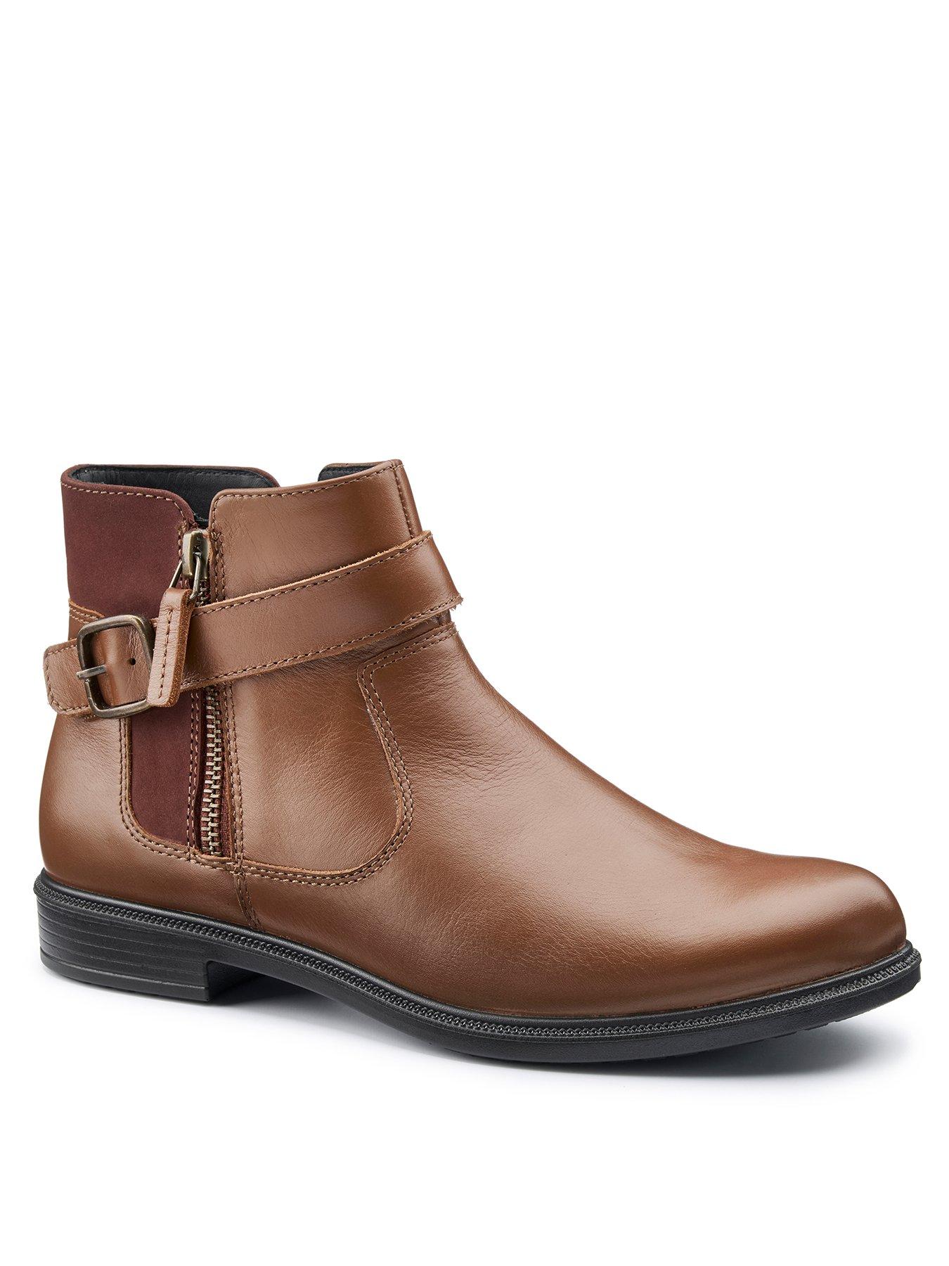 Hotter Kingston Wide Fit Leather Ankle Boot Tan Very