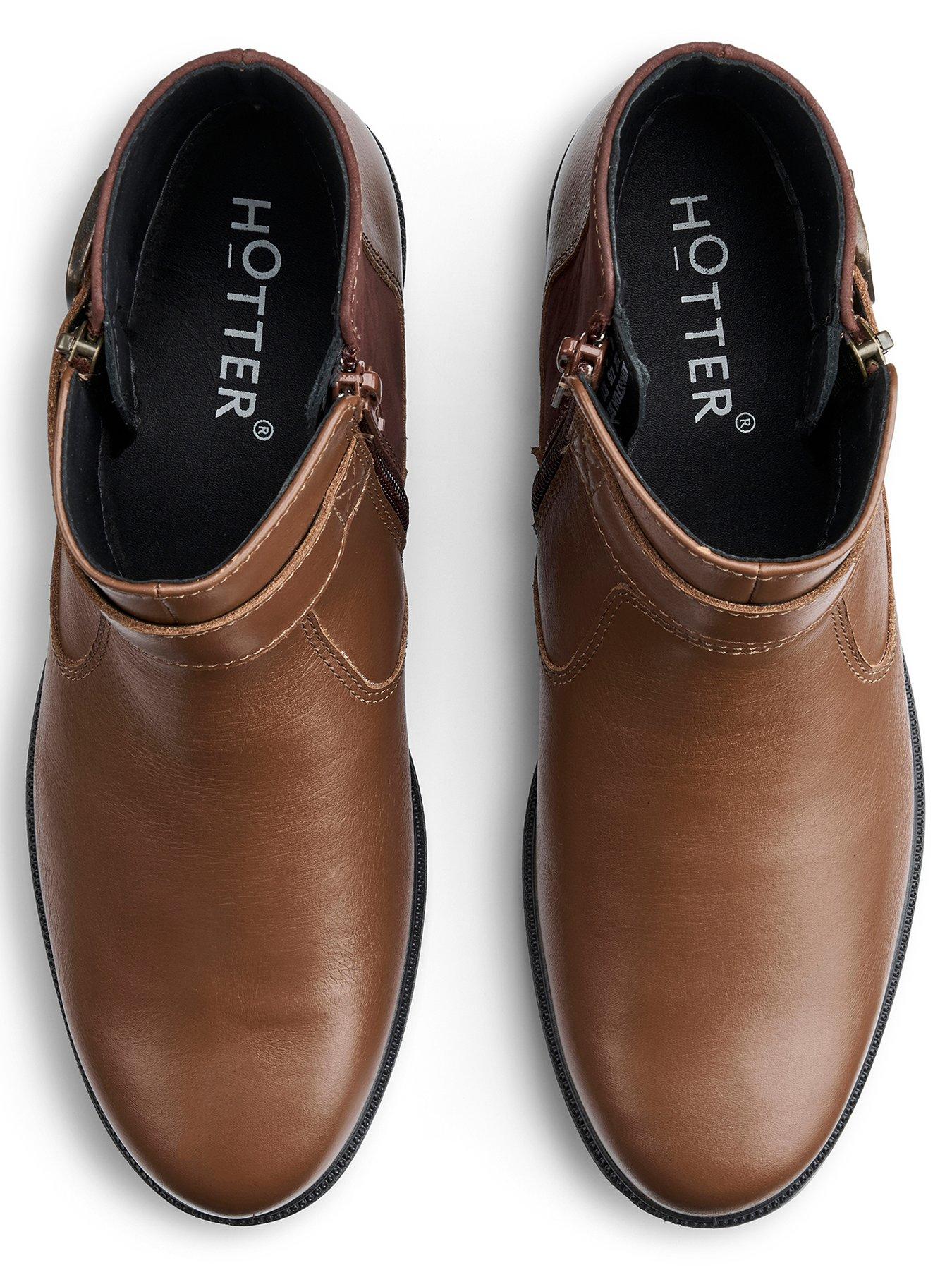 Hotter Kingston Wide Fit Leather Ankle Boot Tan Very