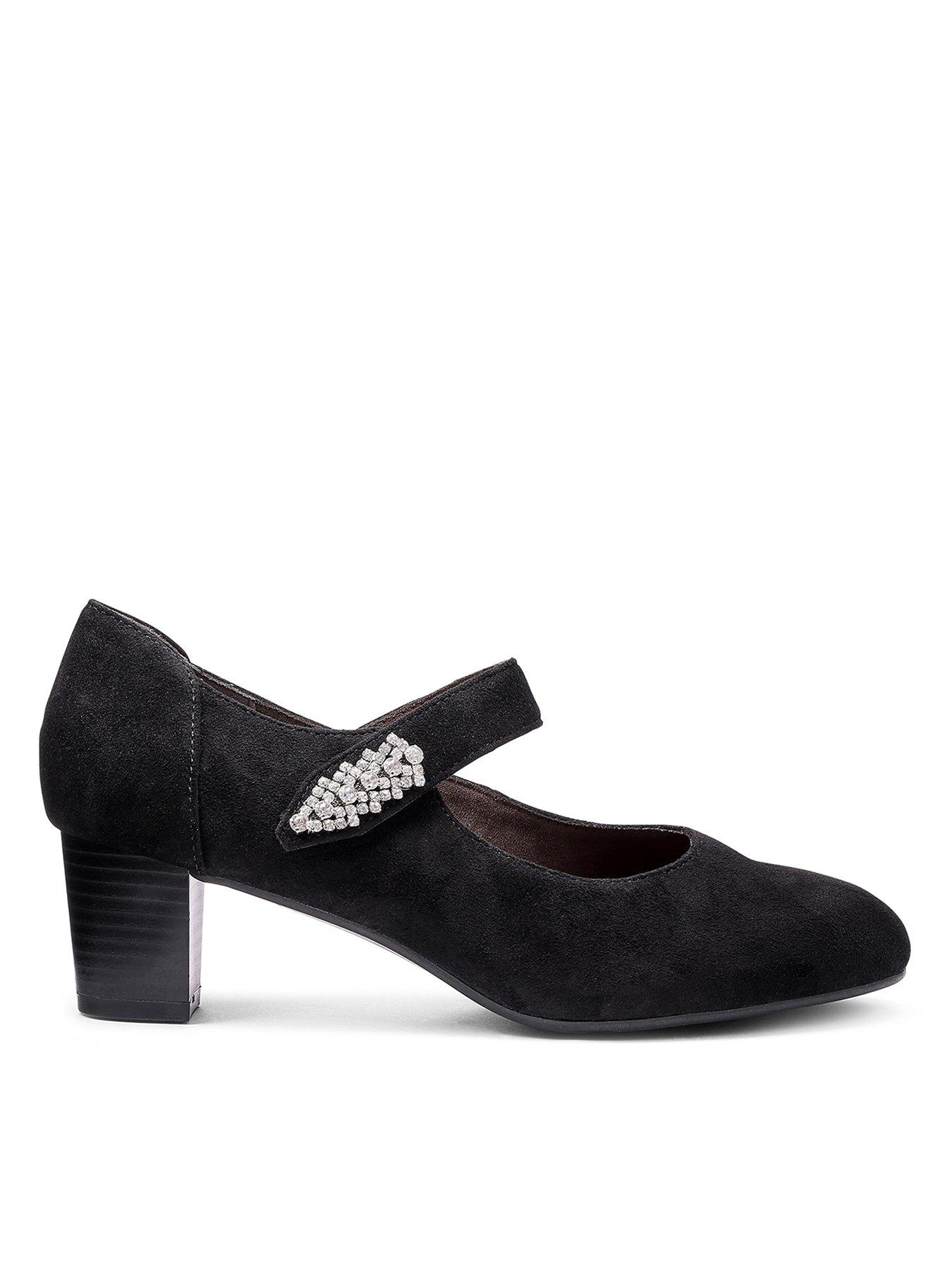 Hotter Duet Jewelled Heeled Shoe - Black