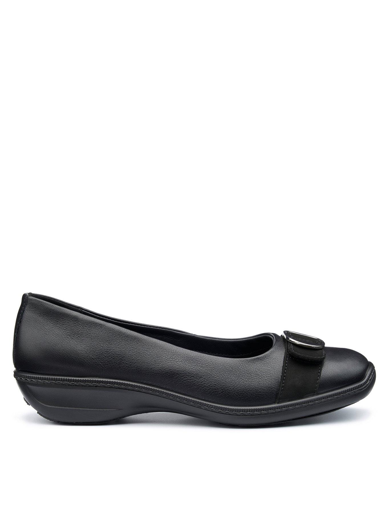 Hotter Grace Leather Ballerina Shoe - Black